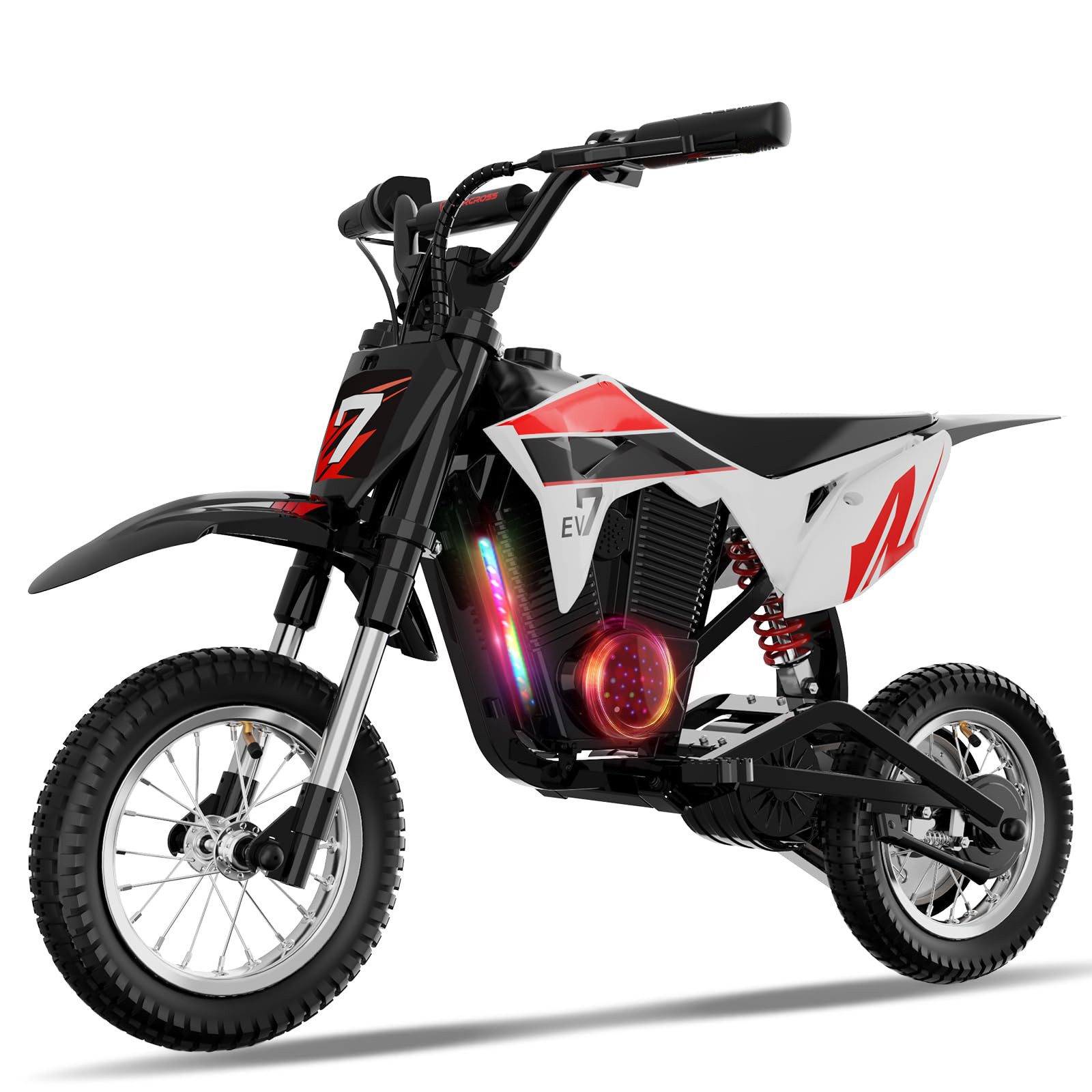 EVERCROSS TECH Elektro-Kindermotorrad EV12MPro, 8/12/25 KMH, 12 Zoll Luftreifen, 300W, Reichweite 15 km, 36V 4Ah, 3-12 Jahre, Farbige Lichter, Bluetooth-Musik