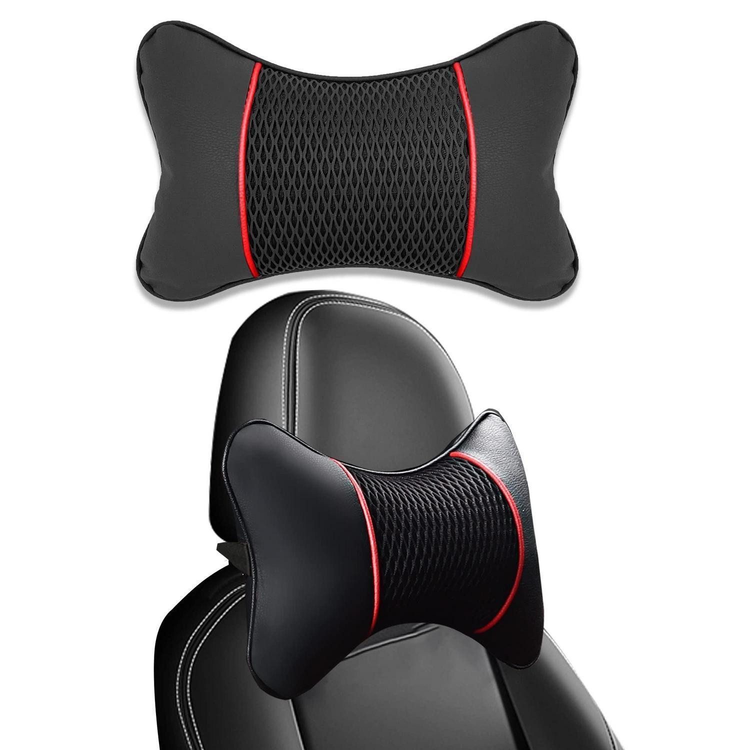 LuxusKollektion Autokopfstütze Nackenkissen Auto PU Leder Memoryschaum ergonomische Nackenstütze