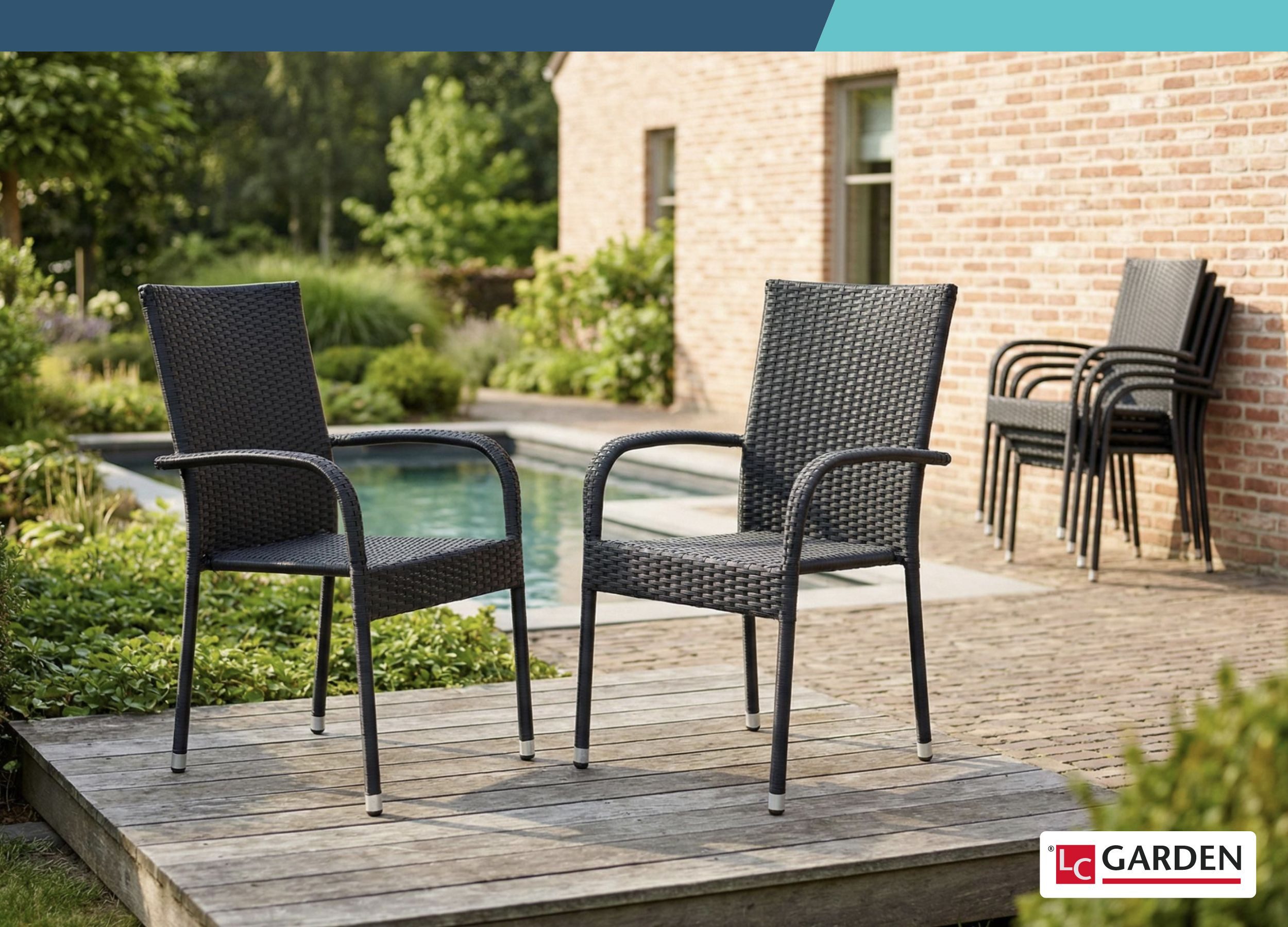 LC Garden Stapelstuhl LC Garden »Lübeck« 4er Set Stapelstuhl schwarz Armlehnstuhl
