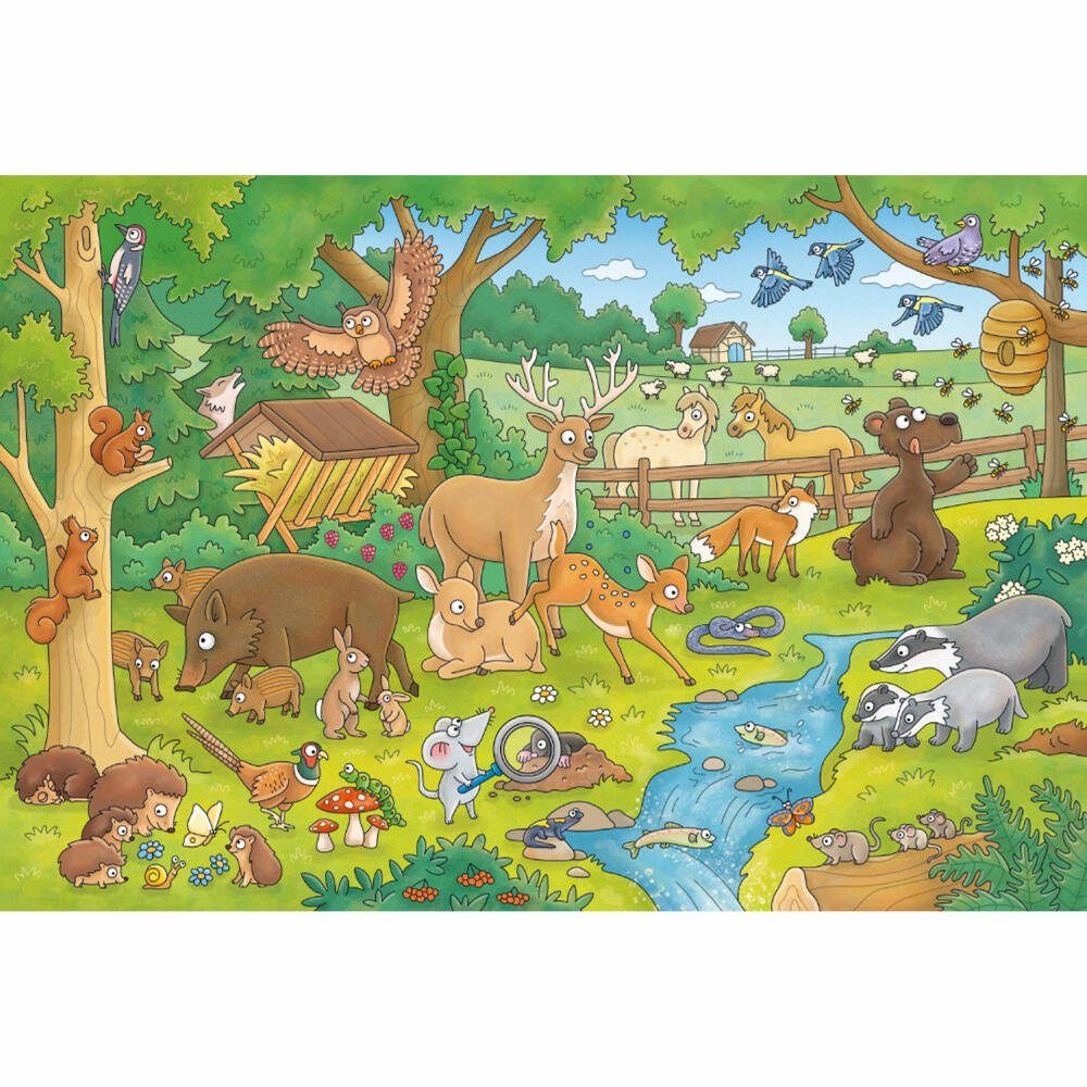 Schmidt Spiele Puzzle Mauseschlau & Bärenstark Reise in die Natur, Puzzleteile