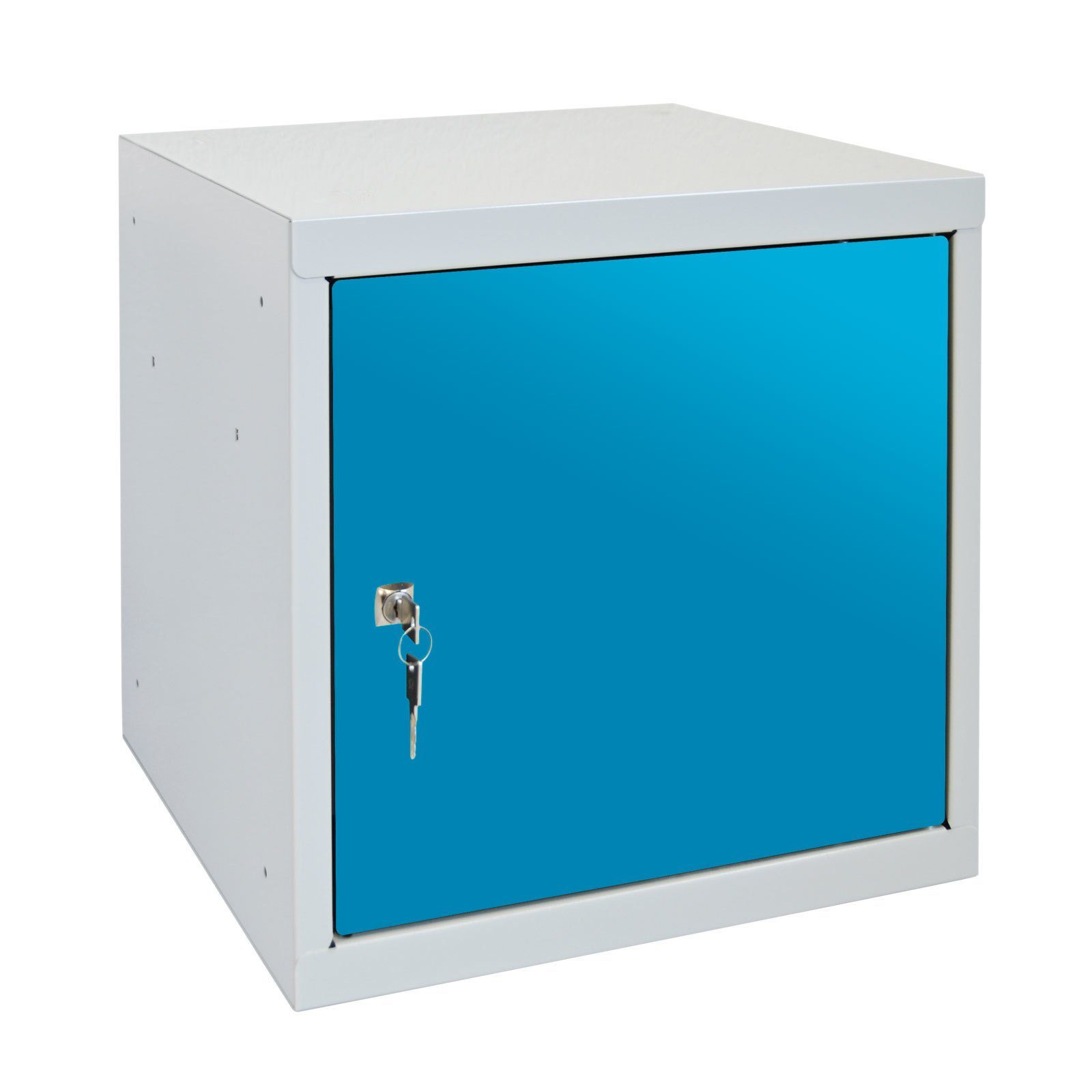 Zylinderschloss Blocky Schlüssel, + Lichtblau Spind Schließfachwürfel 2 mit PROREGAL® Grau