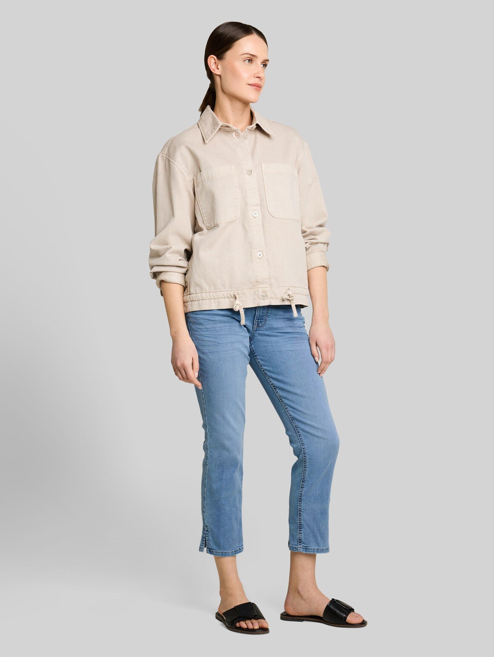 TOM TAILOR Slim-fit-Jeans Jeanshosen TTLENE SLIM CROPPED Stretch Jeans mit Bindegürtel