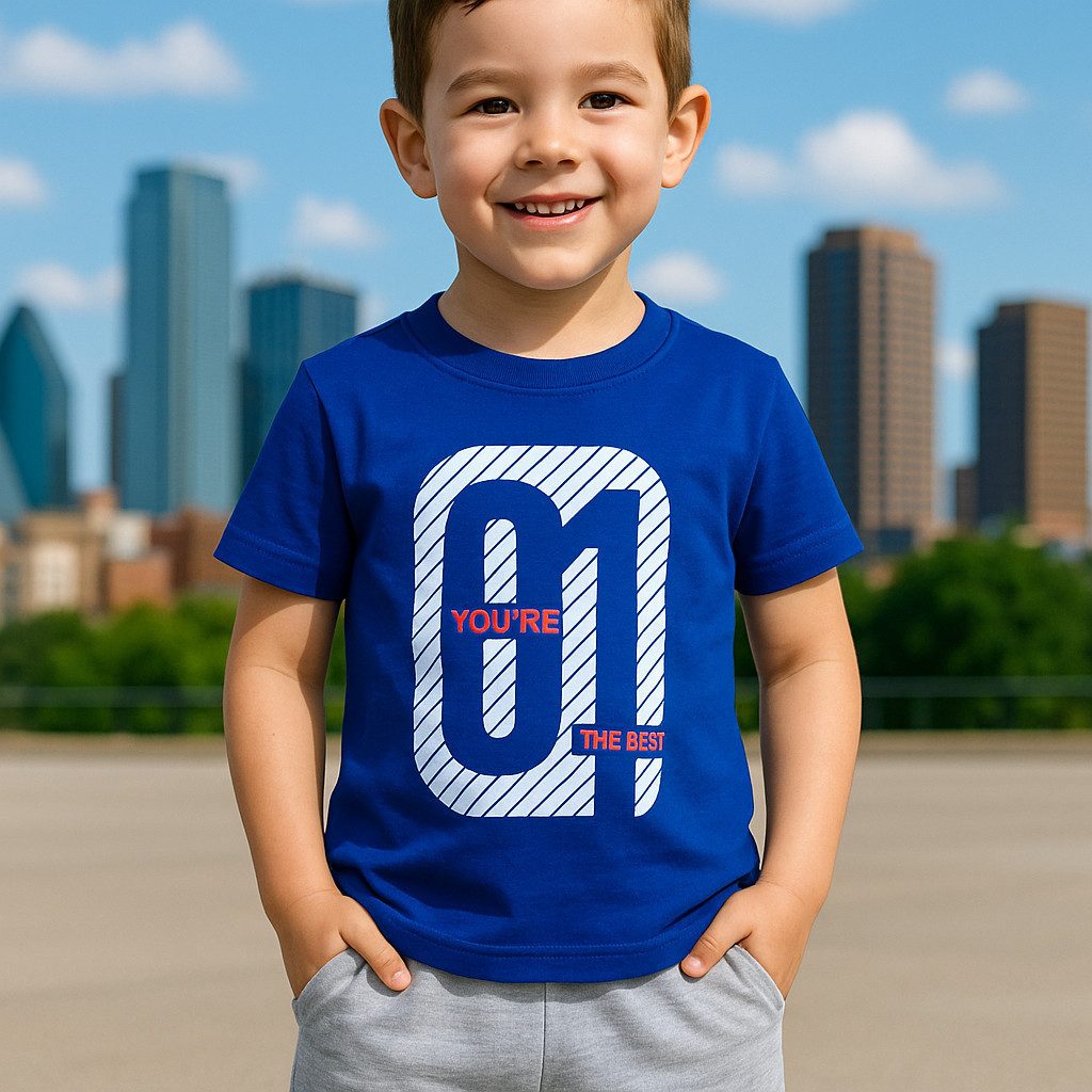 T-Shirt & Shorts Jungen Outfit, 2er Set: T-Shirt + Shorts, Rot/Blau, 100% Baumwolle