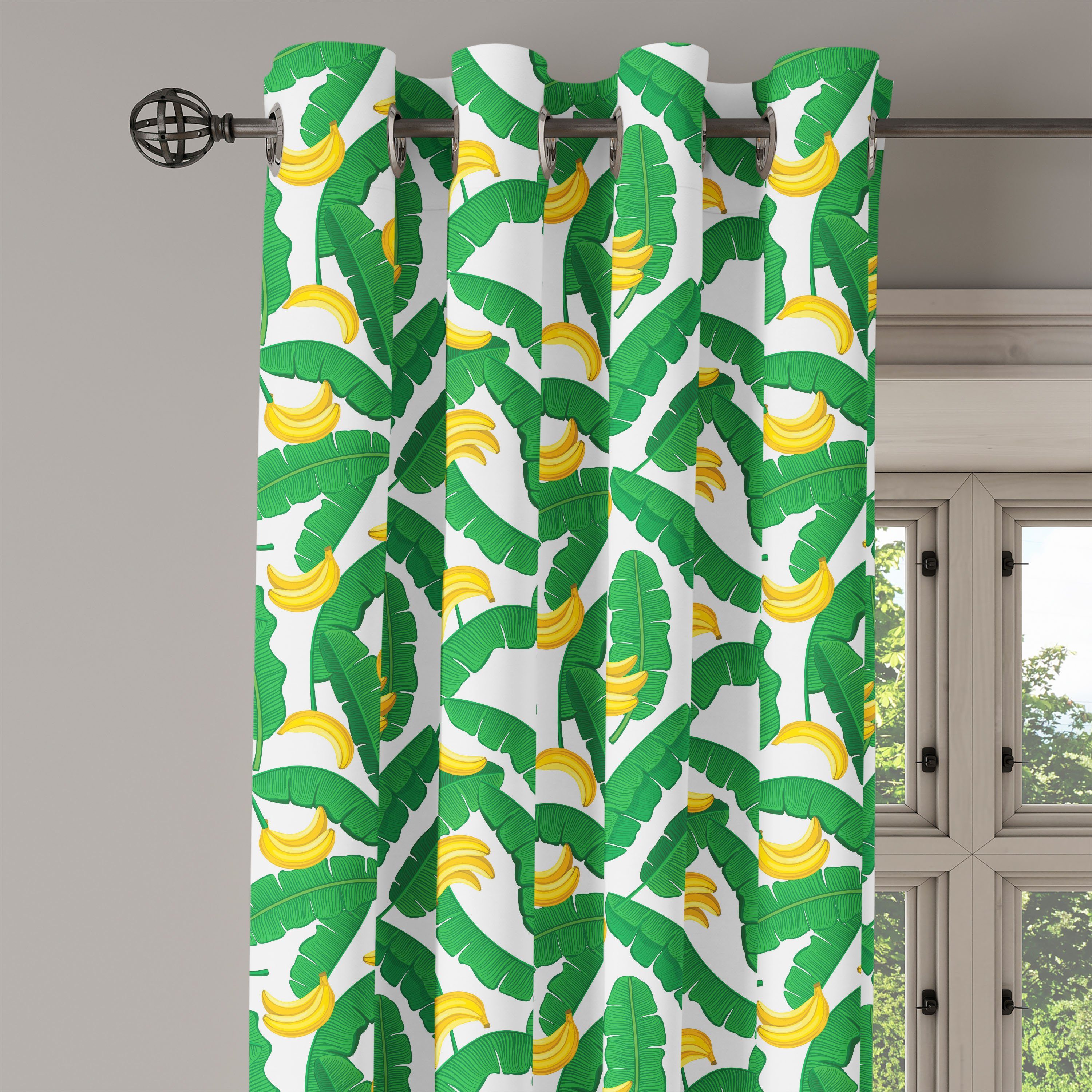 Natur Schlafzimmer Wohnzimmer, Banana Gardine Abakuhaus, 2-Panel-Fenstervorhänge Art Dekorative für