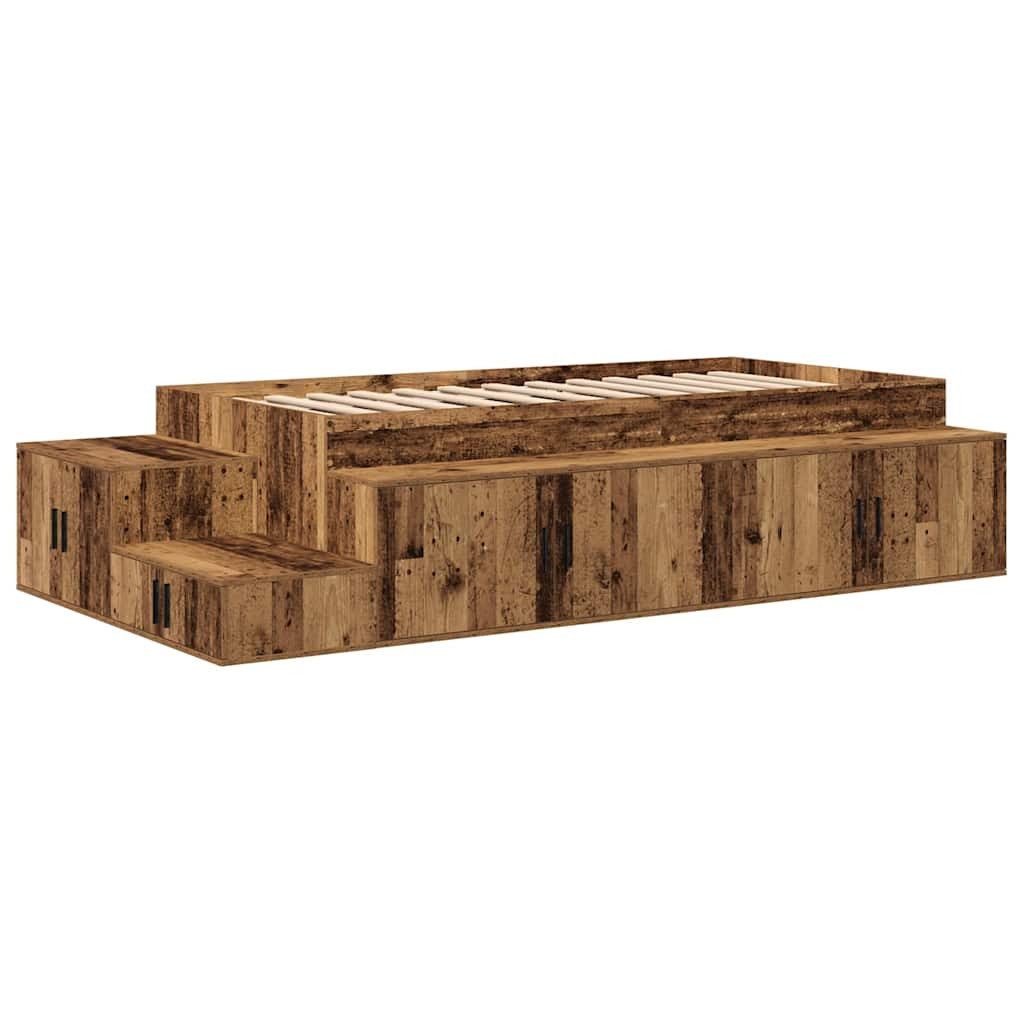 vidaXL Bett Bett mit Stauraum Altholz 234 x 103 x 53.5 cm Holzwerkstoff (1-tlg)