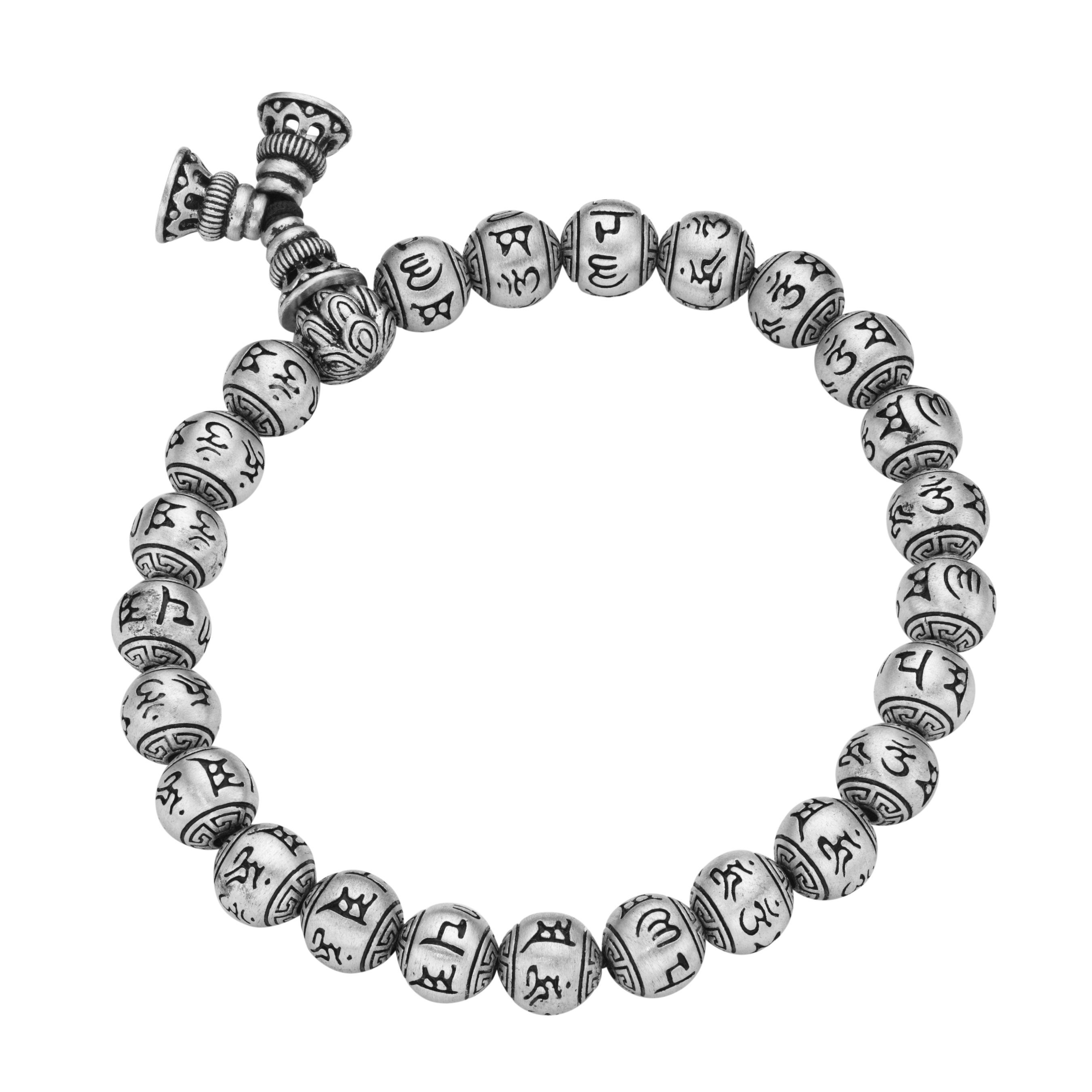 GIORGIO MARTELLO MILANO Armband Kugeln mit tibetischen Glücks-Symbolen, Silber 925 | Silberarmbänder