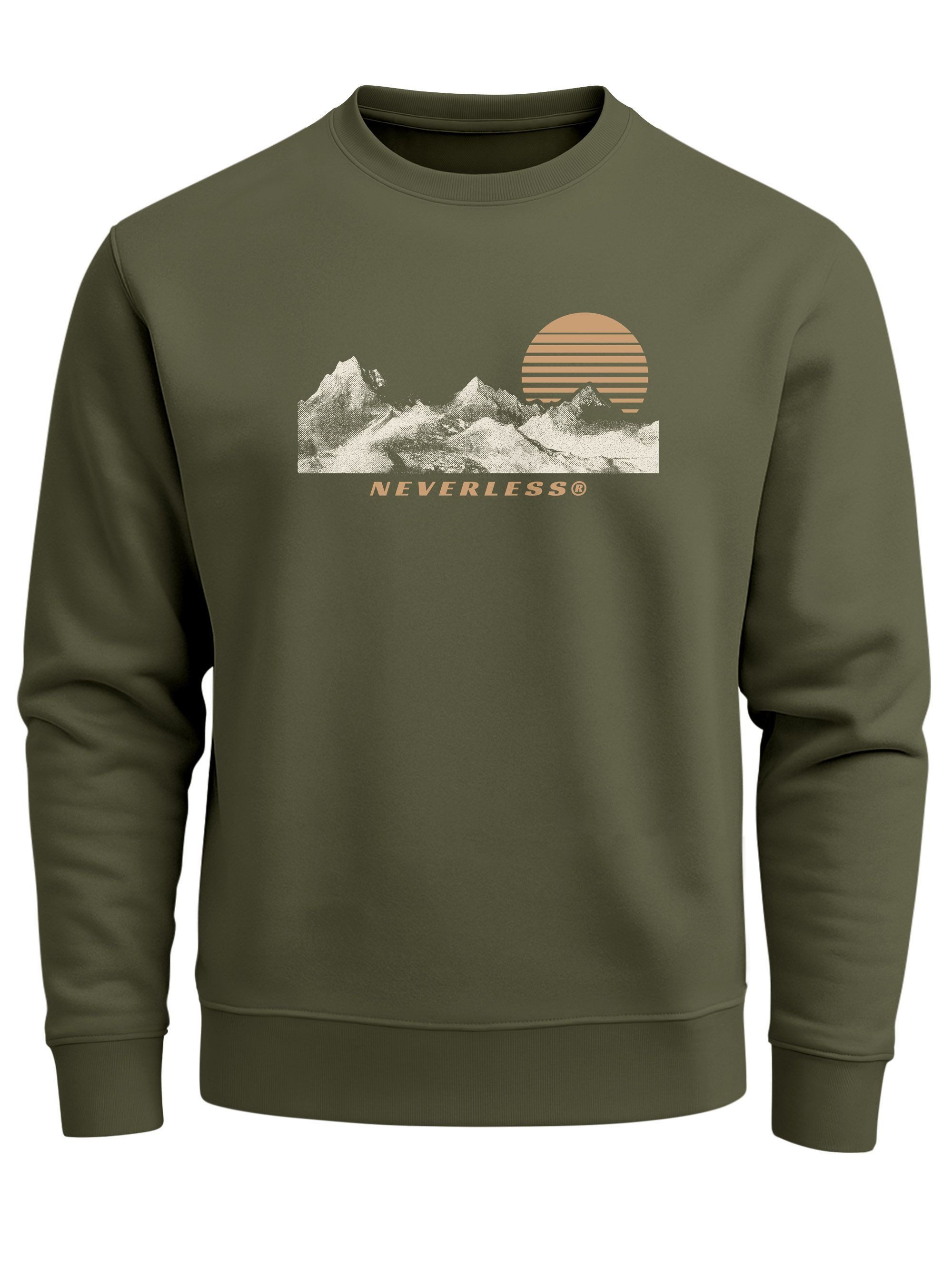 Sweatshirt Sweatshirt Herren Frontprint Bergmotiv Pullover mit Print Outdoor