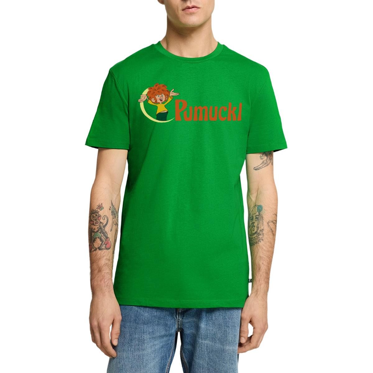 T-Shirt Pumuckl Mit Frecher Pose Und Logo Schriftzug Männer Premium T-Shirt