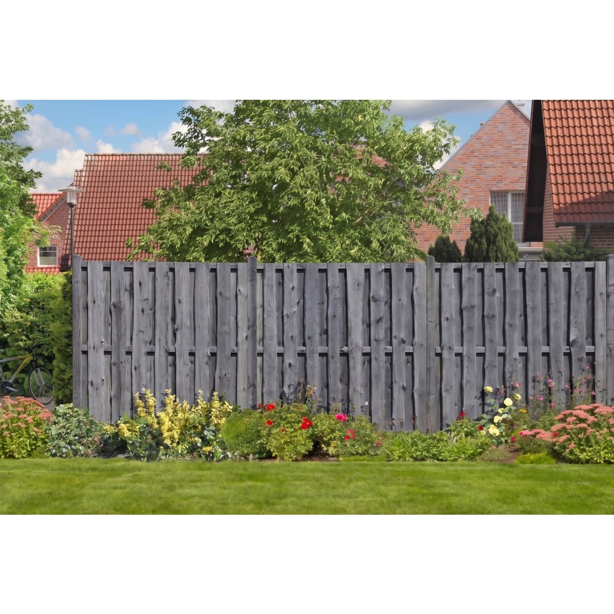 Woodtex Sichtschutzelement WOODTEX Holz Sichtschutzzaun Nadelholz Grau blickdicht