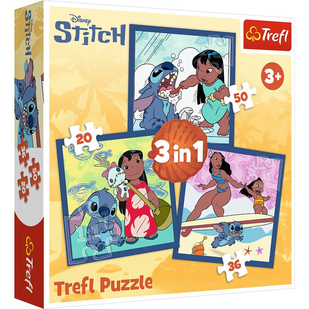 Trefl Puzzle Puzzle Time mit Stitch 3in1 (20,36,50 dlks), Puzzleteile