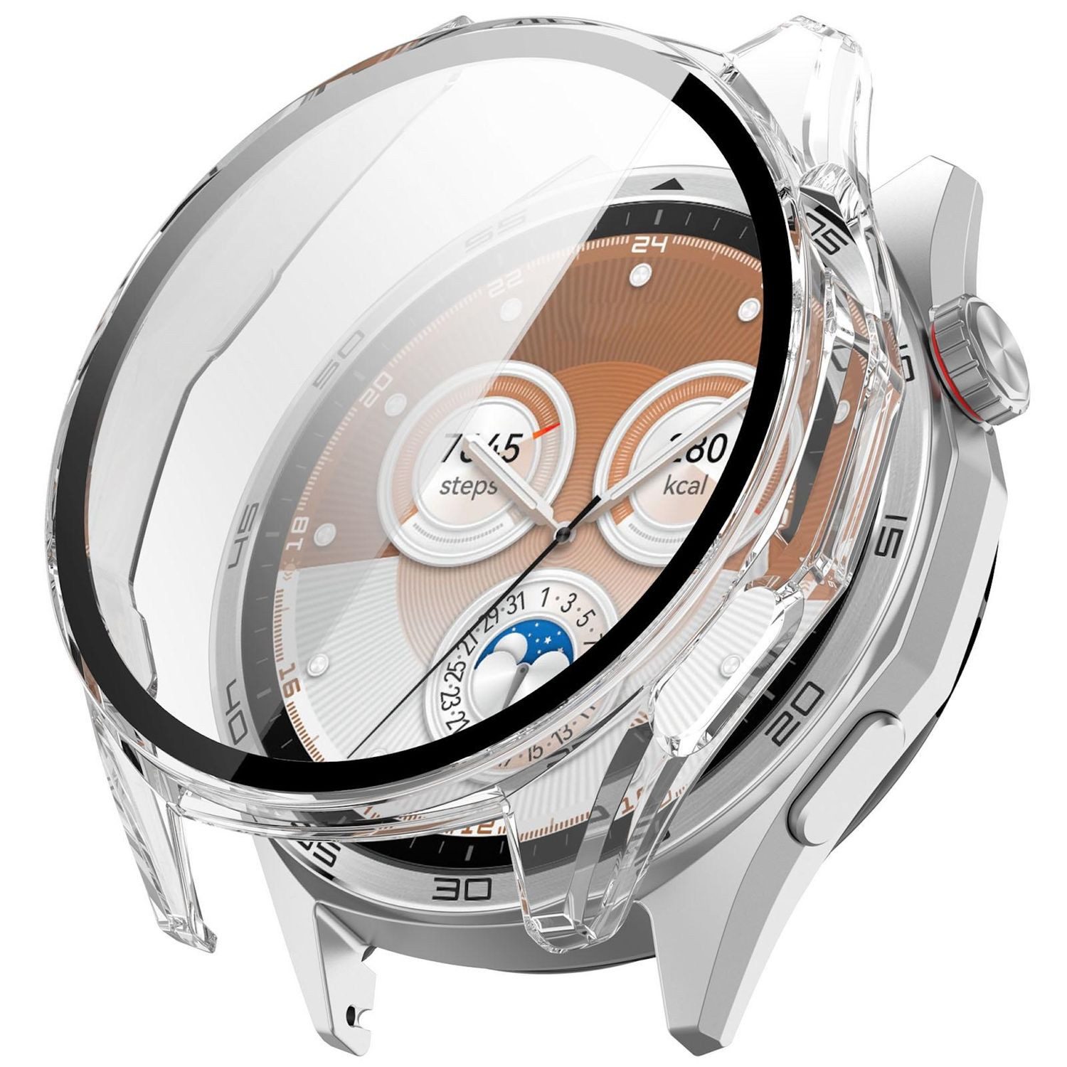 Wigento Smartwatch-Hülle Für Huawei Watch GT 6 46mm Kunststoff Hülle + 9H Hart Glas Transparent, Schutzhülle aus PC + Hart Glas für Rundumschutz