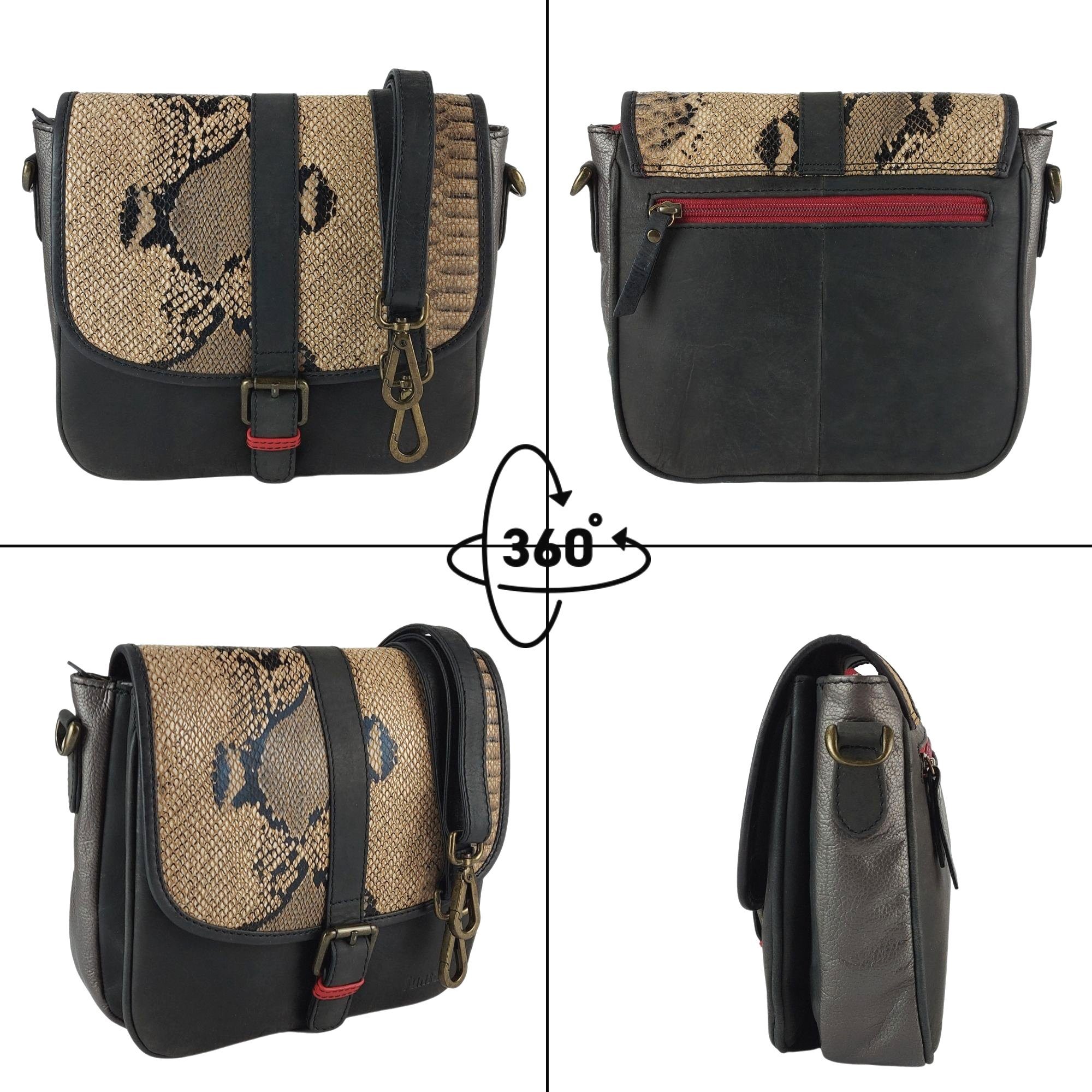 Sunsa Umhängetasche Leder Damen bunte Crossbody Bag Ledertasche, echt Leder aus Lederresten