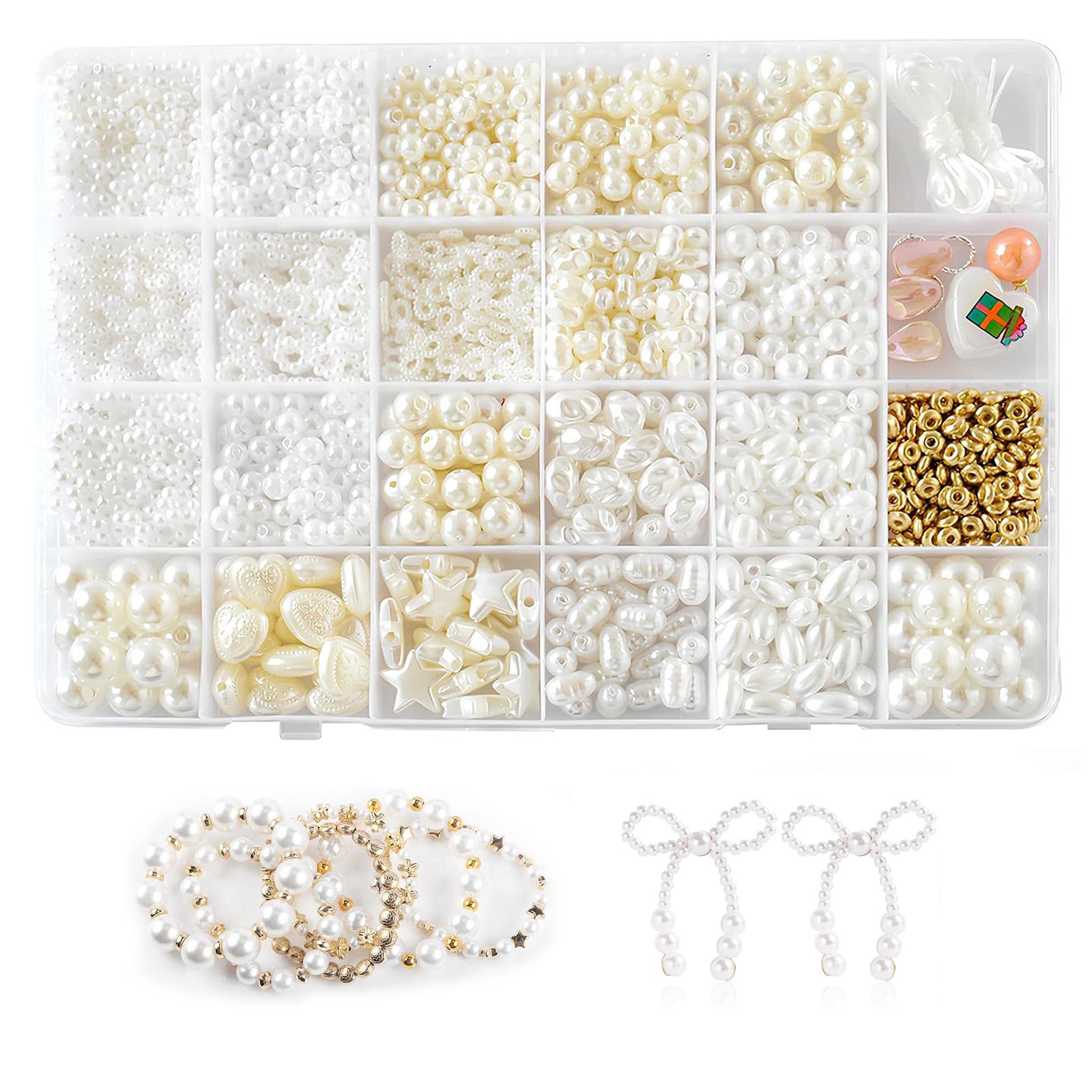 Ketten und Armband Set 3mm Perlen für Armbänder, Mini Perlenset Charm Kit