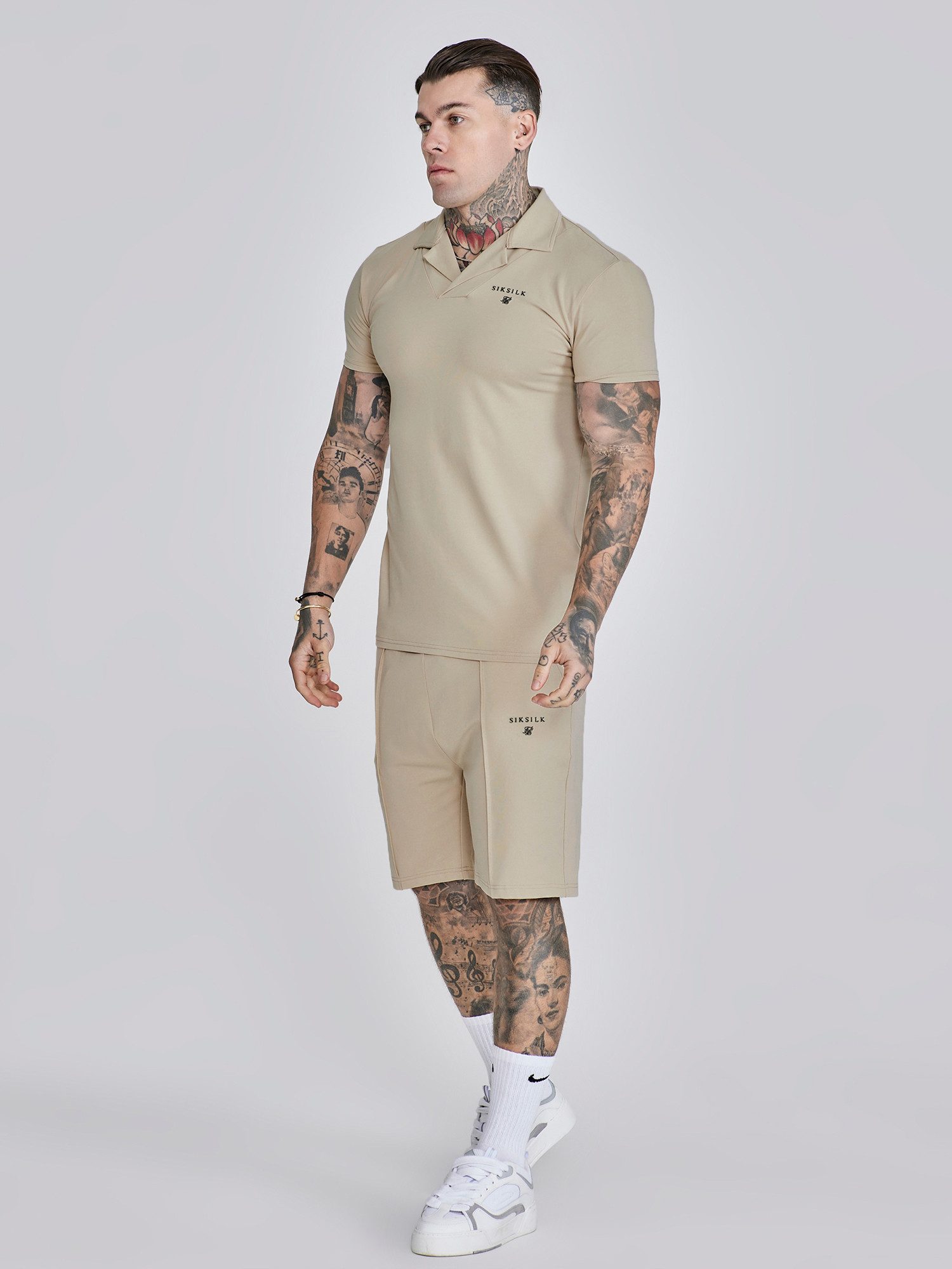 Siksilk Poloshirt SikSilk Herren Beige Polo und Shorts Set günstig online kaufen
