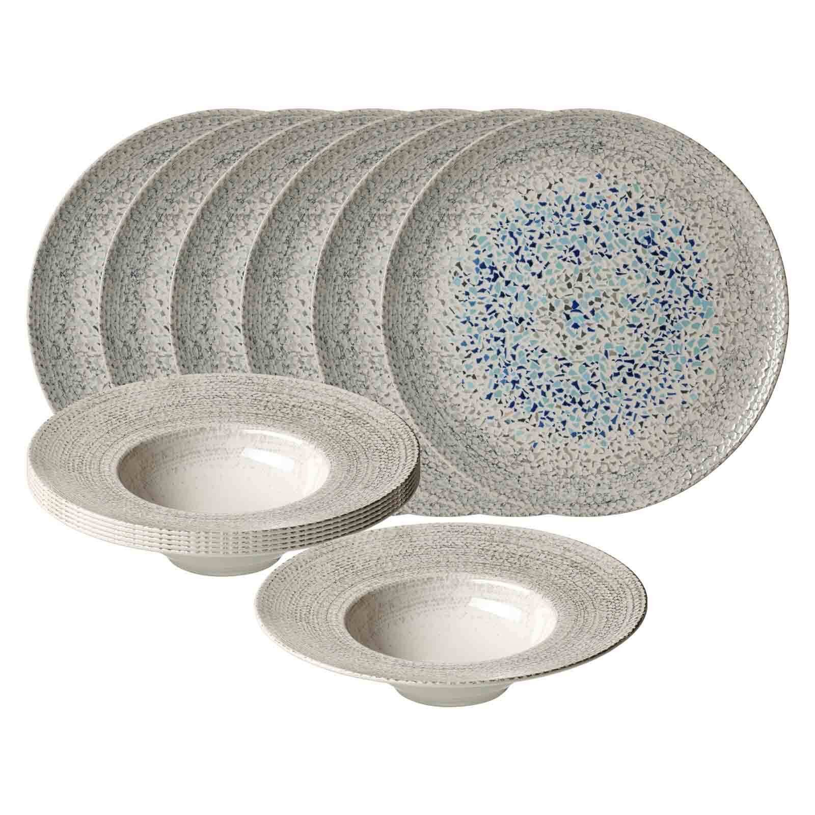Ritzenhoff & Breker Tafelservice Rimini Mosaik Gourmet-Set 12-tlg. (12-tlg), 6 Personen, Steinzeug