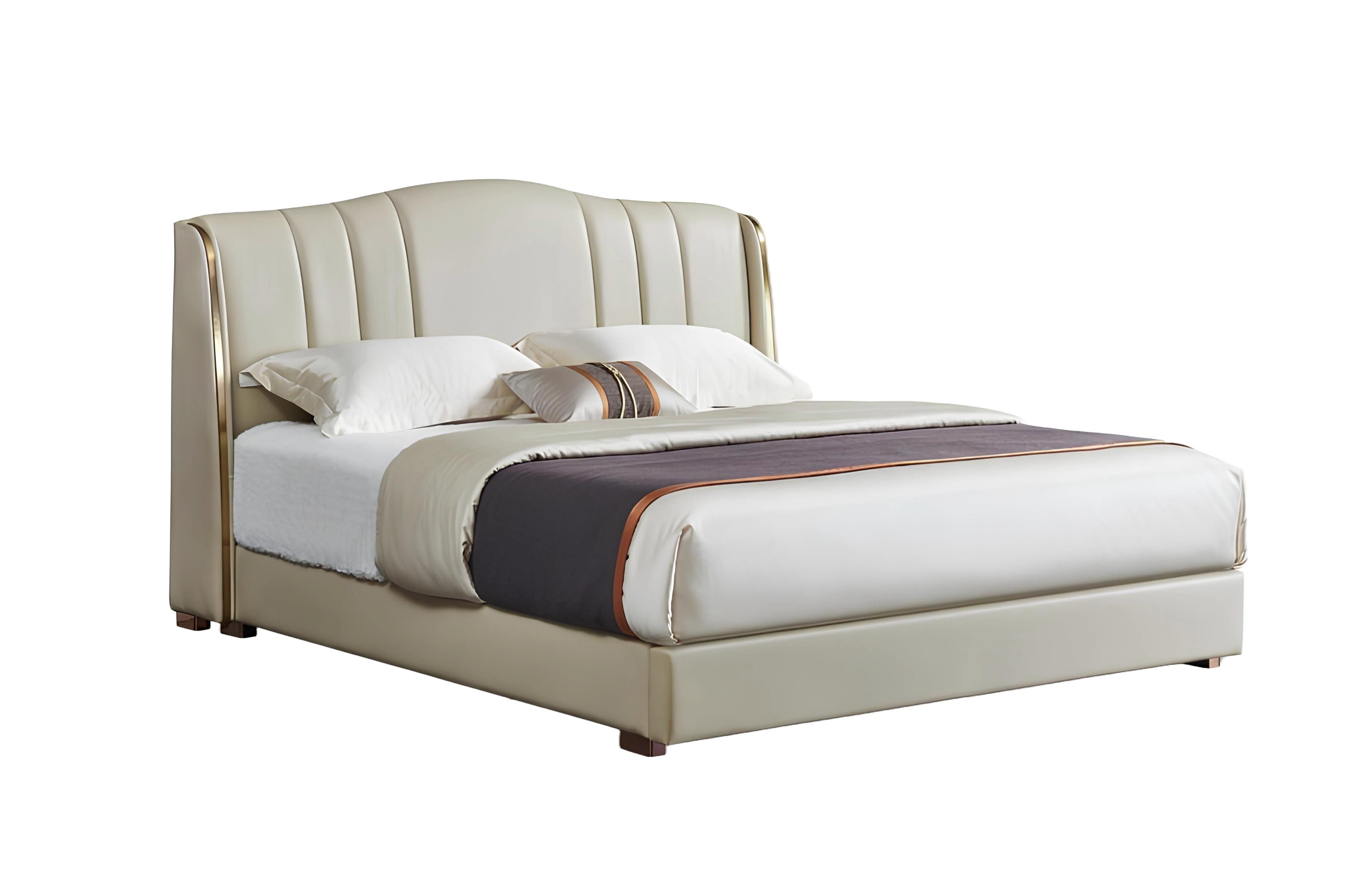 Xlmoebel Bett Designer Doppelbett aus Leder für das Schlafzimmer - Neues Ehebett (1-tlg., Bett), Hergestellt in Europa