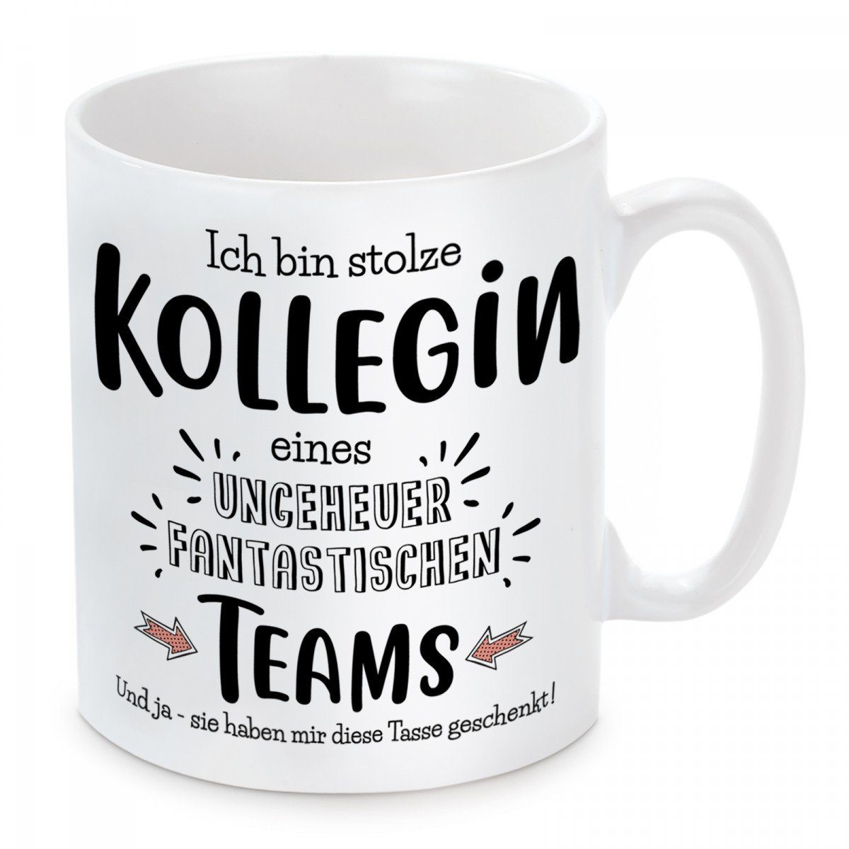 Herzbotschaft Tasse Kaffeebecher mit Motiv Kollegin, Keramik, Kaffeetasse spülmaschinenfest und mikrowellengeeignet
