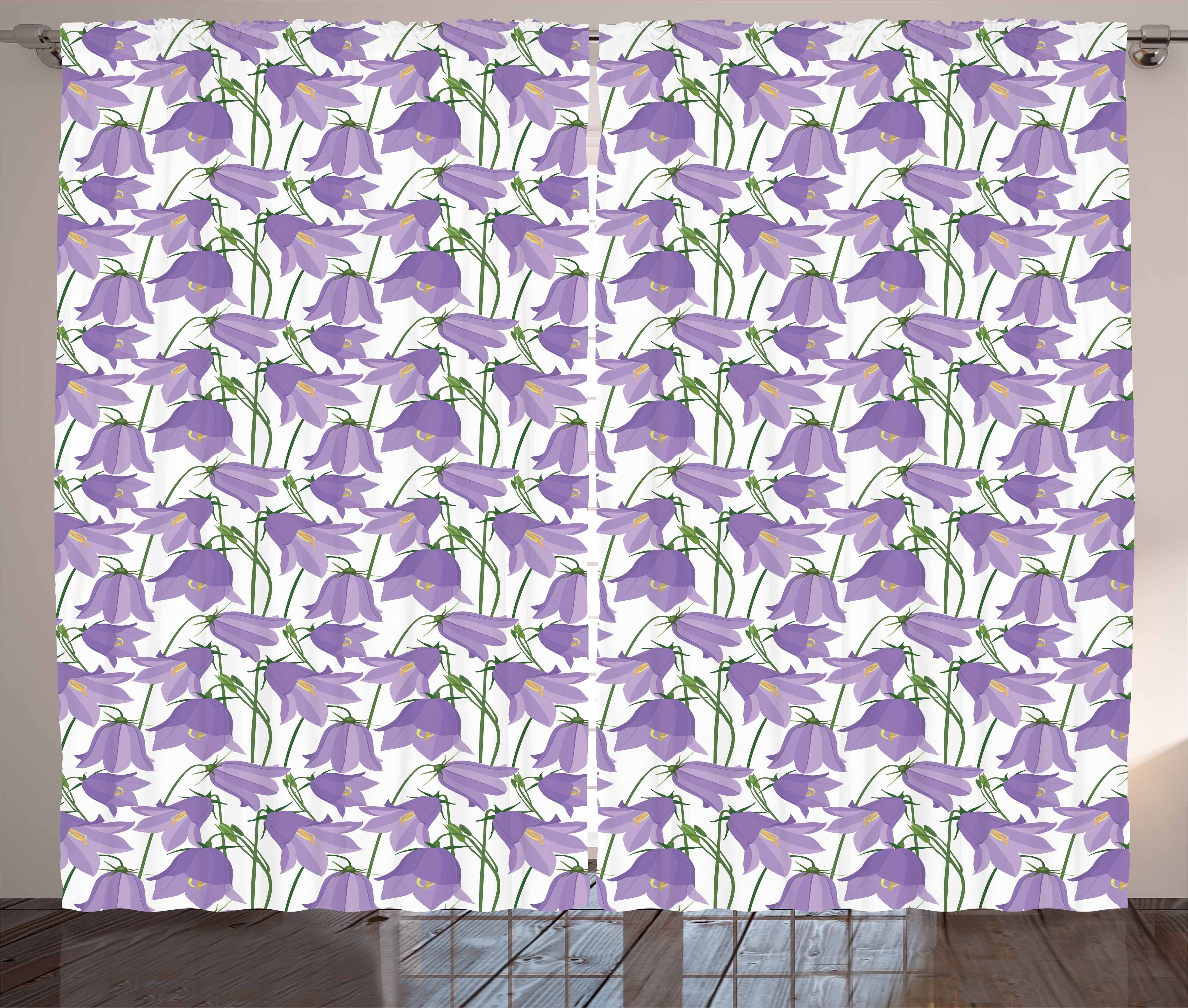 Botanisch Kräuselband Gardine Haken, Schlaufen und Schlafzimmer Abakuhaus, mit Vorhang Glockenblumen Garten