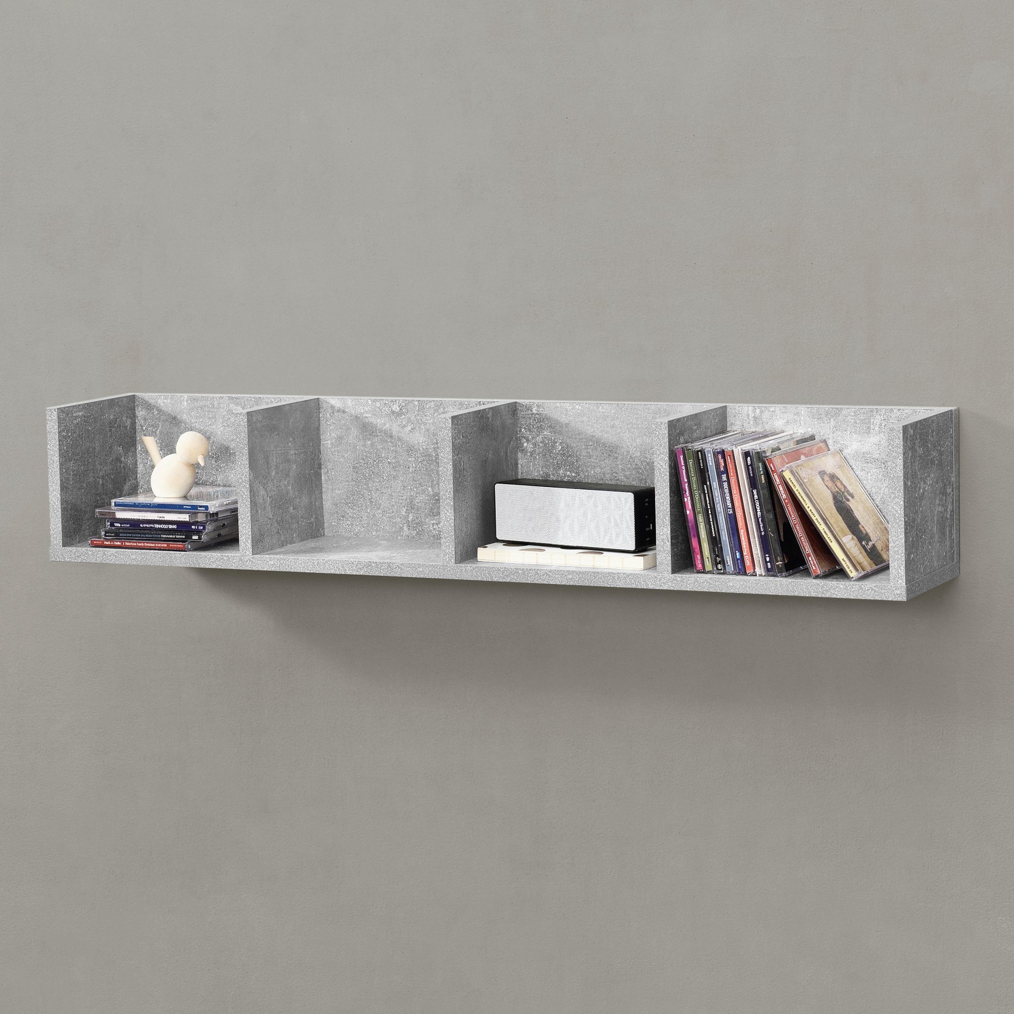 en.casa Wandregal, »Ekerö« Bücherregal 95x17x16,5cm, 4 Ablagefächer, Betono günstig online kaufen