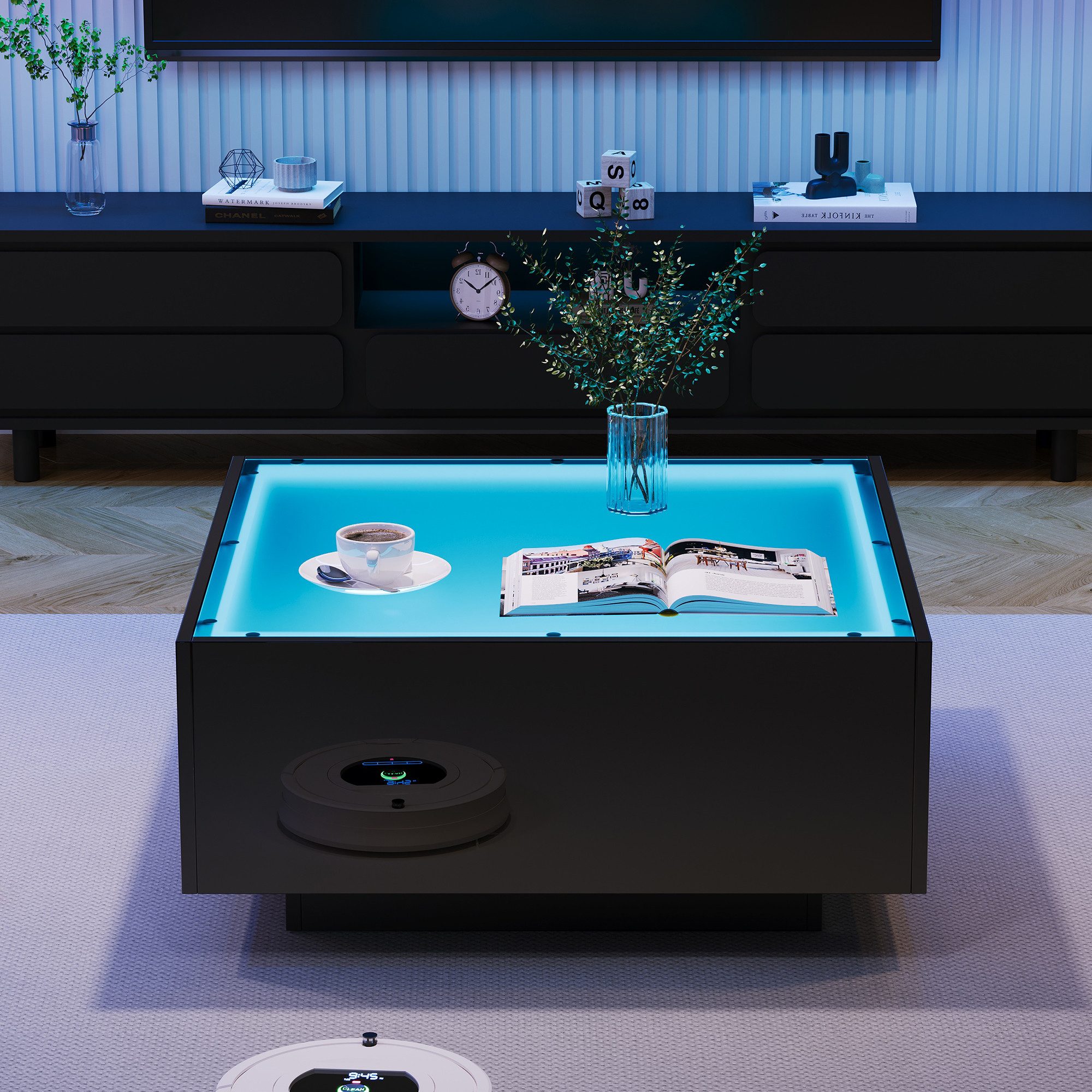 OKWISH Couchtisch mit Glastischplatte, geometrischer (Wohnzimmertisch, Sofa günstig online kaufen