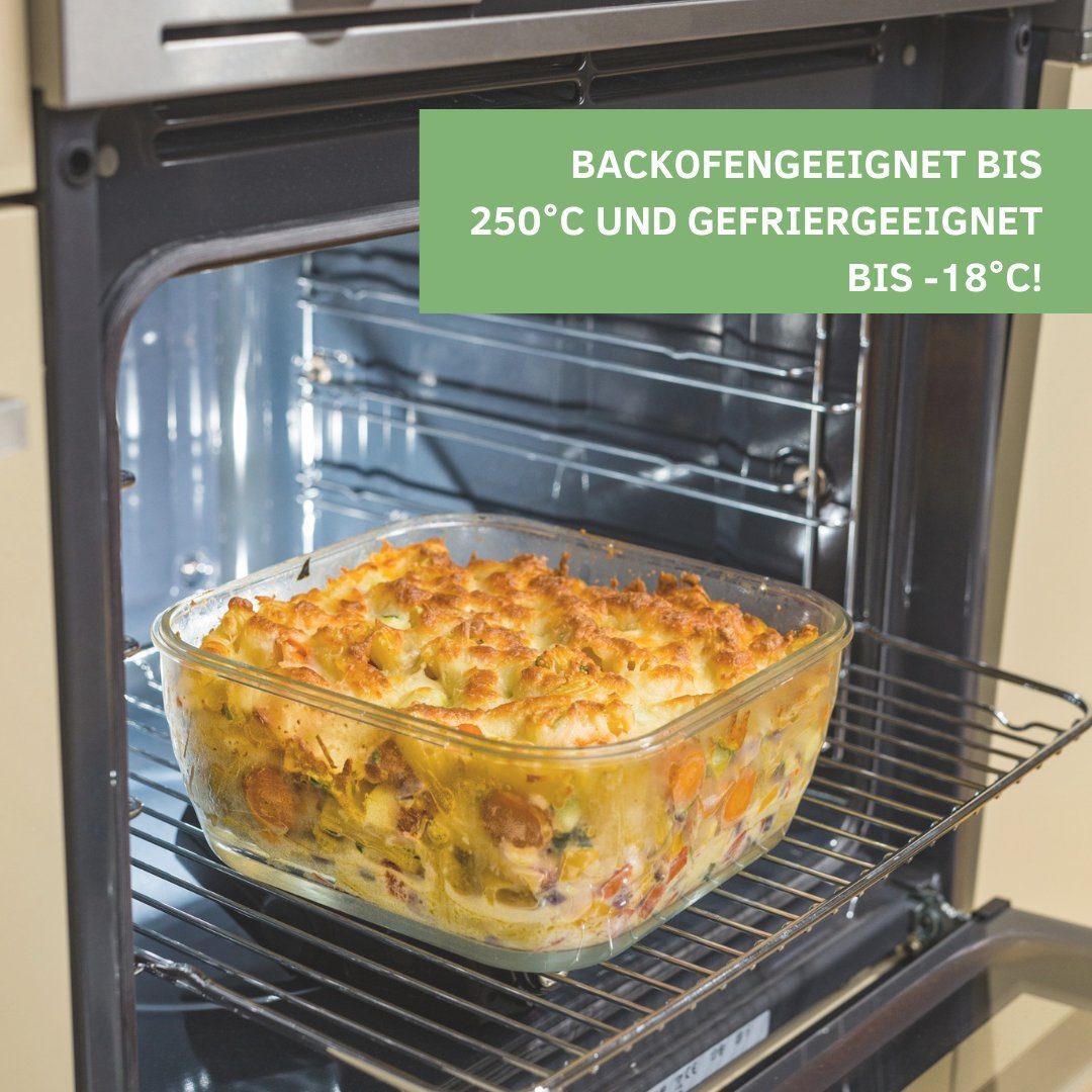 Genius Auflaufform Nicer Dicer Chef Glasschüssel, backofengeeignet bis 250 Grad und gefriergeeignet bis -18 Grad – Bild 4 von 5