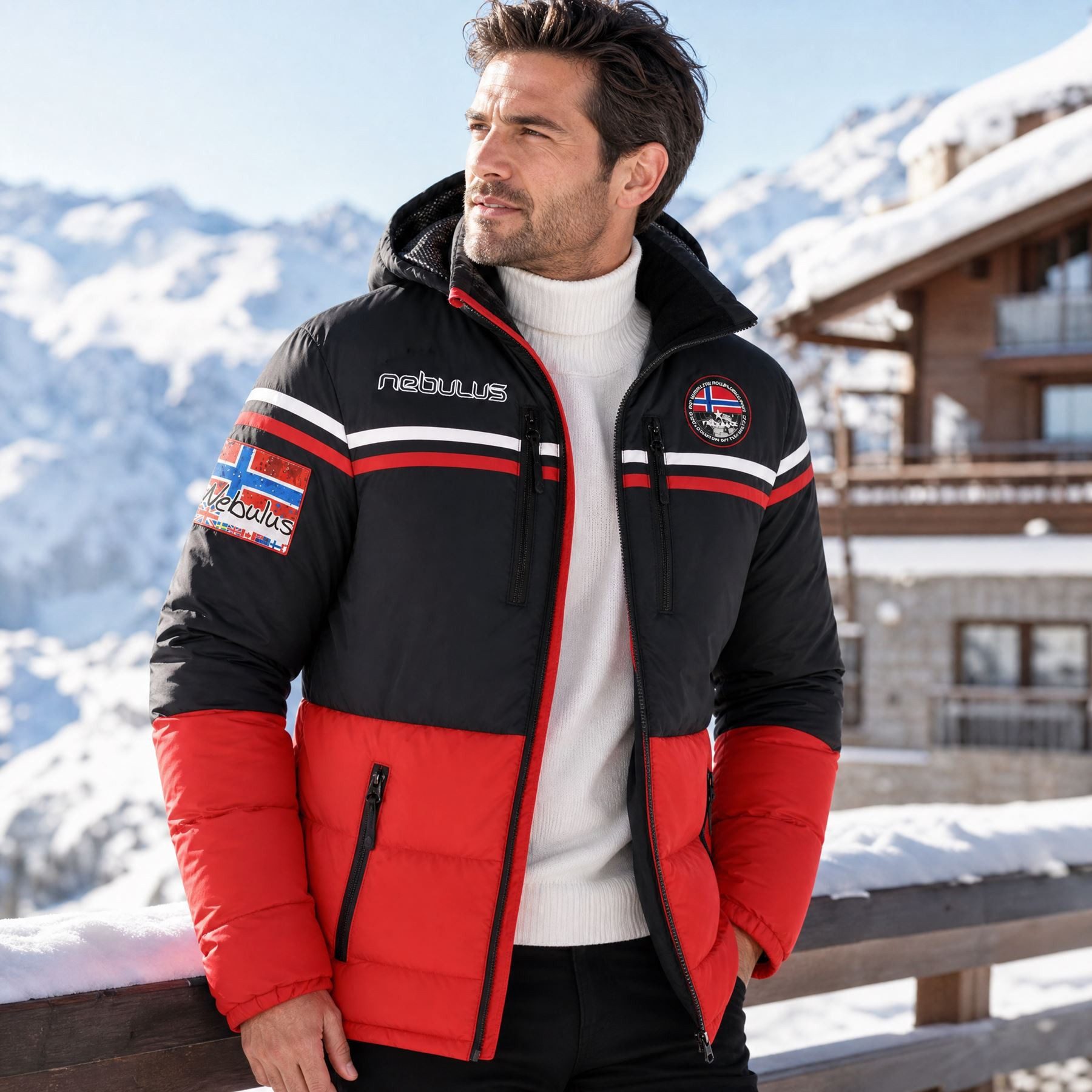 Nebulus Skijacke BLOCKY, P5022 - Herren, schwarz-rot, M