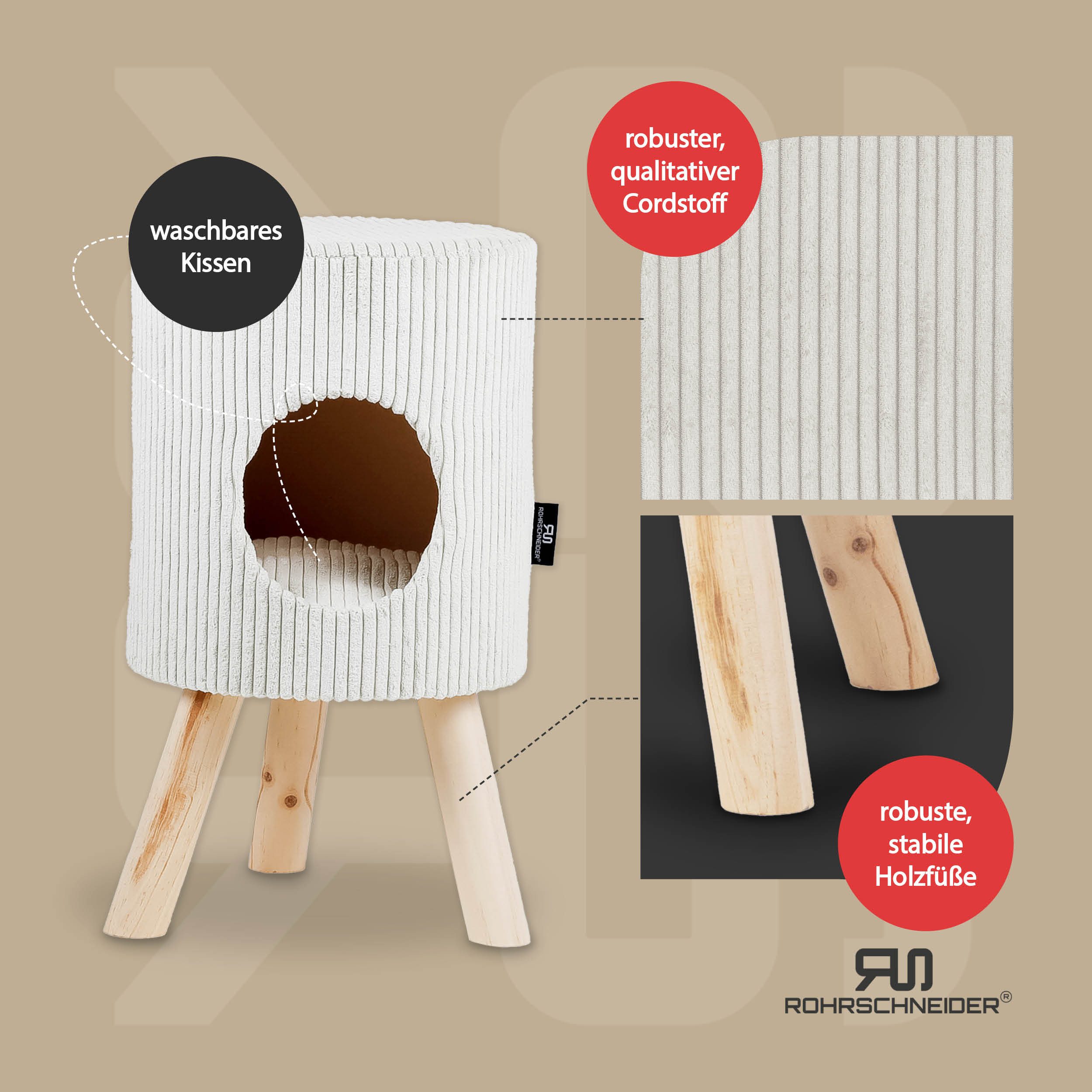 Rohrschneider Tierhöhle Katzenhöhle Cord Katzenbett beige Katzenhaus Indoor