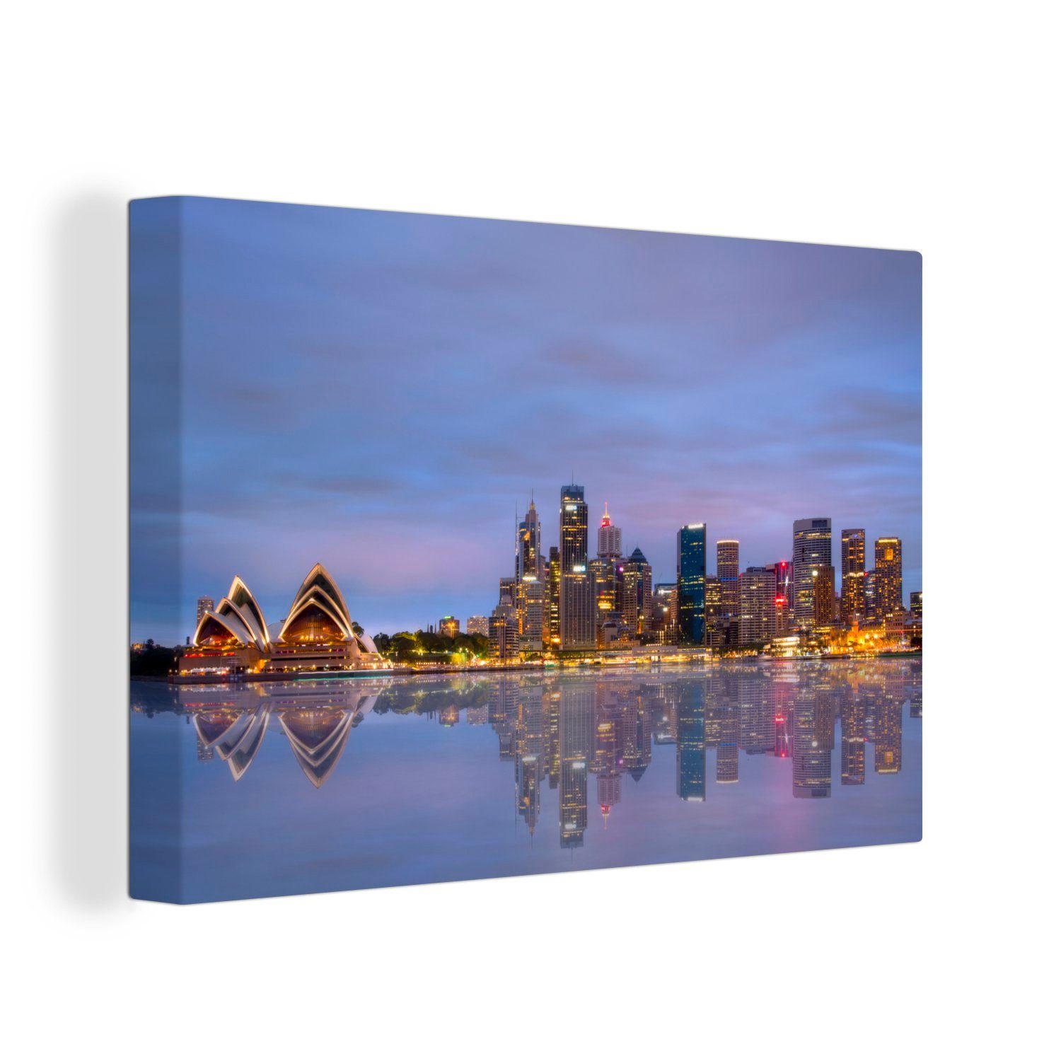 OneMillionCanvasses® Leinwandbild in im (1 Wanddeko, Aufhängefertig, Australien, St), 30x20 cm von Wandbild Wasser Leinwandbilder, Sydney Spiegelung