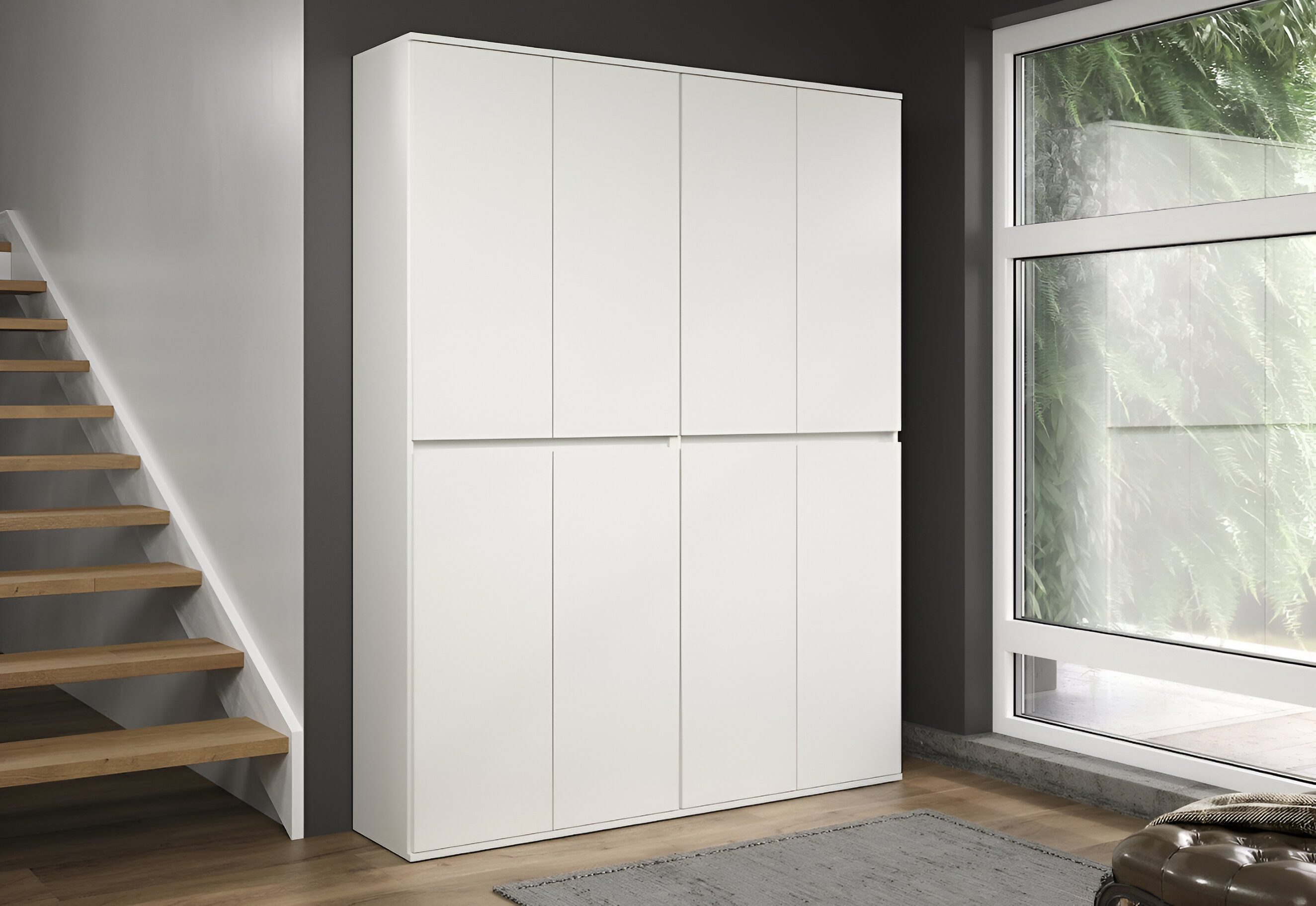 trendteam Stauraumschrank Garderobenschrank Mehrzweckschrank weiß 148x191x34cm