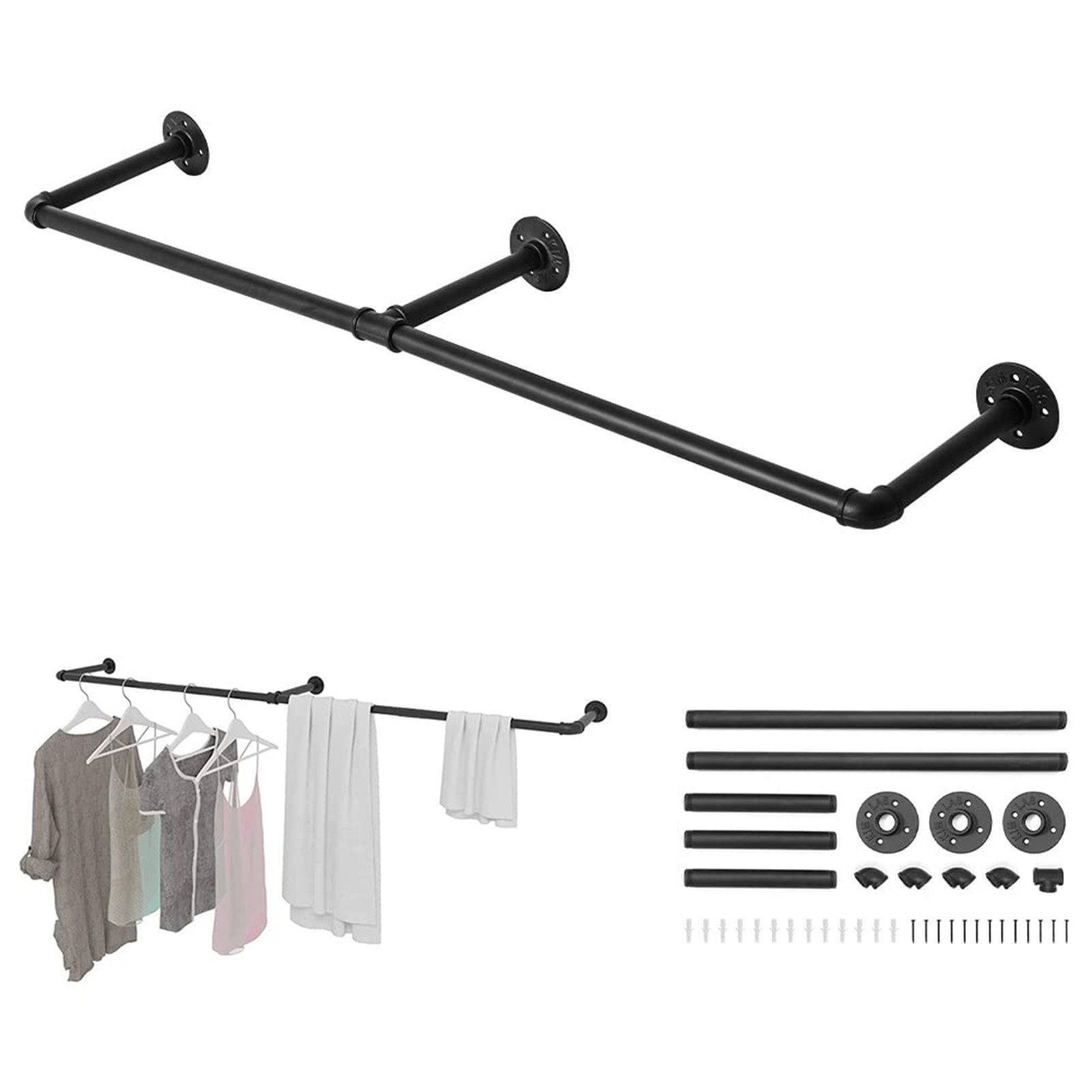 Youyijia Kleiderständer Kleiderständer Wandmontage 110cm Industrierohr günstig online kaufen