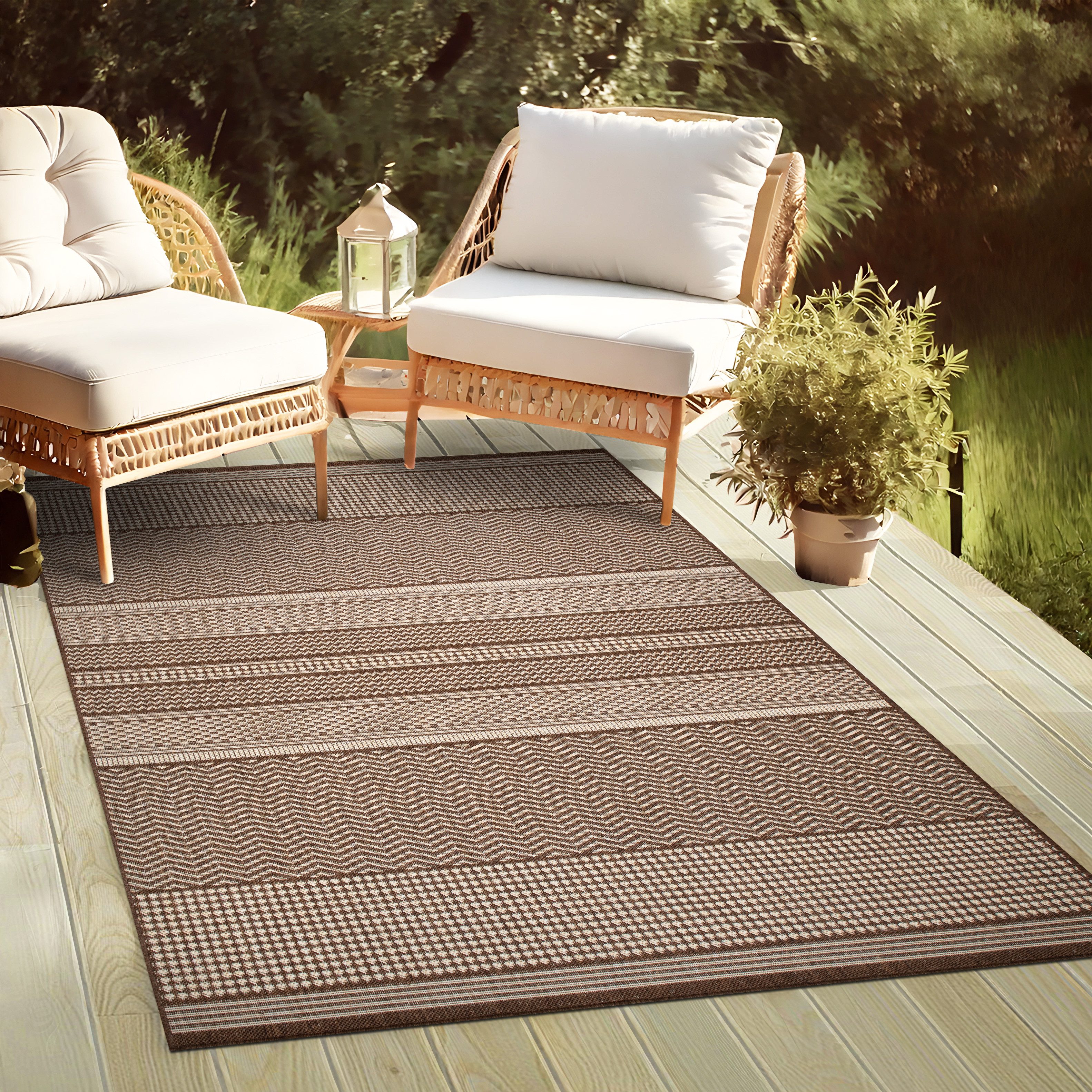 Outdoorteppich PLUTUS In- & Outdoor Teppich, Flachgewebe, Sisaloptik