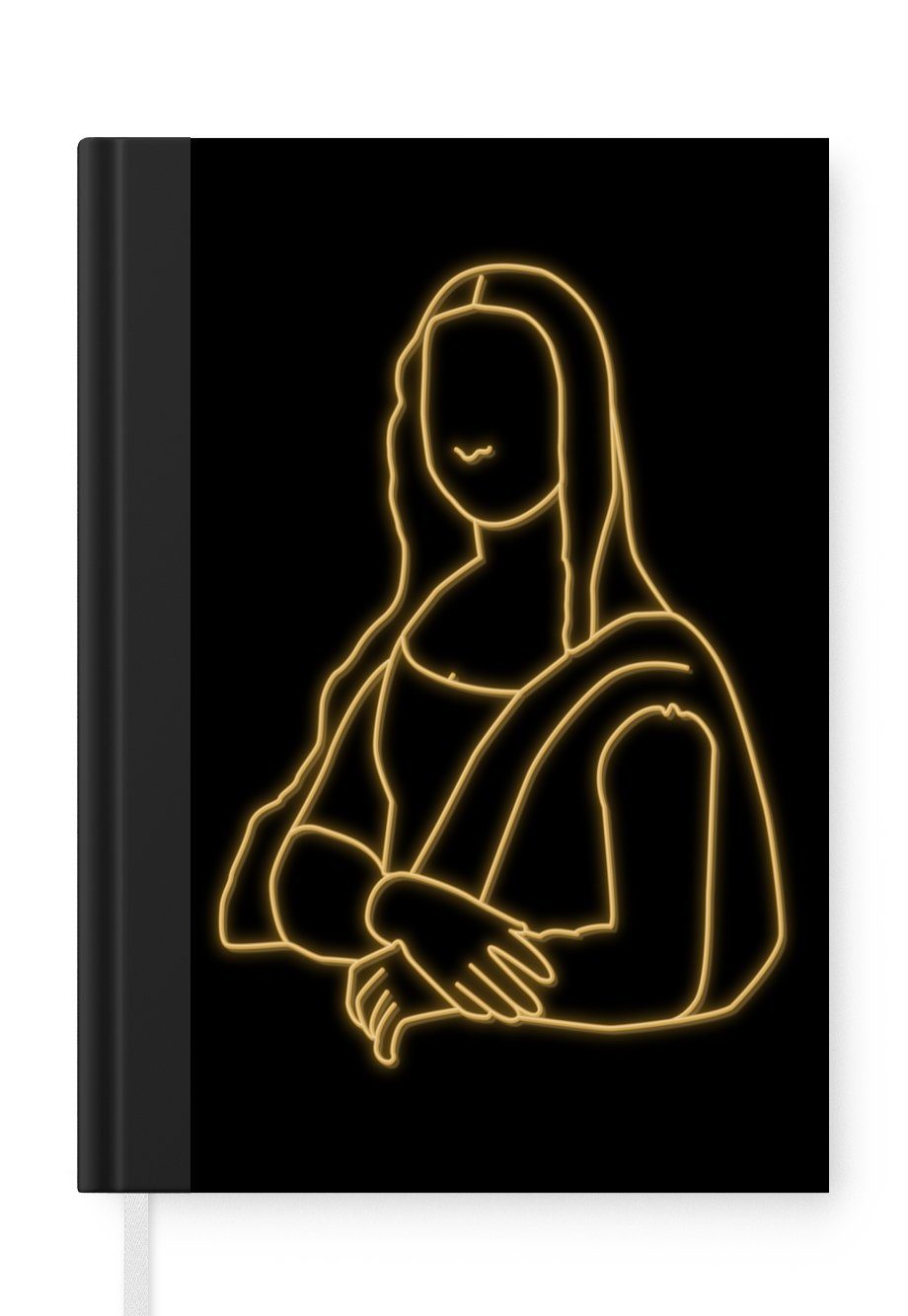 MuchoWow Notizbuch Mona Lisa - Leonardo da Vinci - Gold, Journal, Merkzettel, Tagebuch, Notizheft, A5, 98 Seiten, Haushaltsbuch