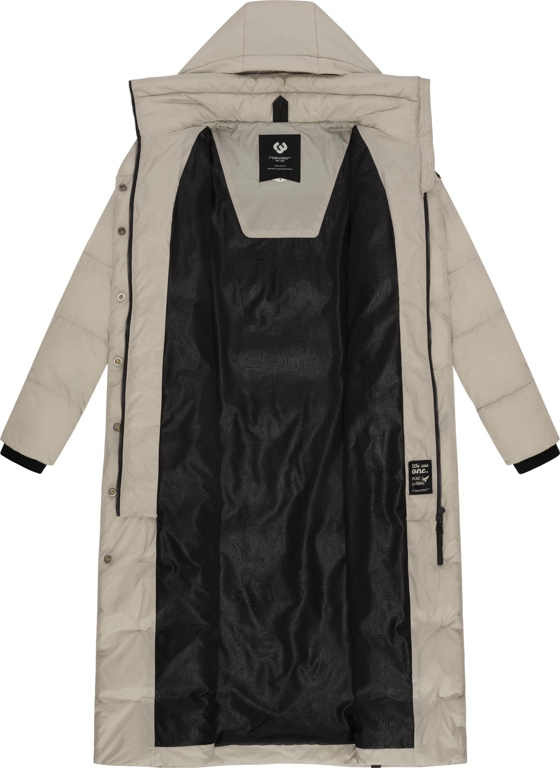 Ragwear Steppmantel Niara Long Gesteppter langer Damen Mantel mit Bindeband