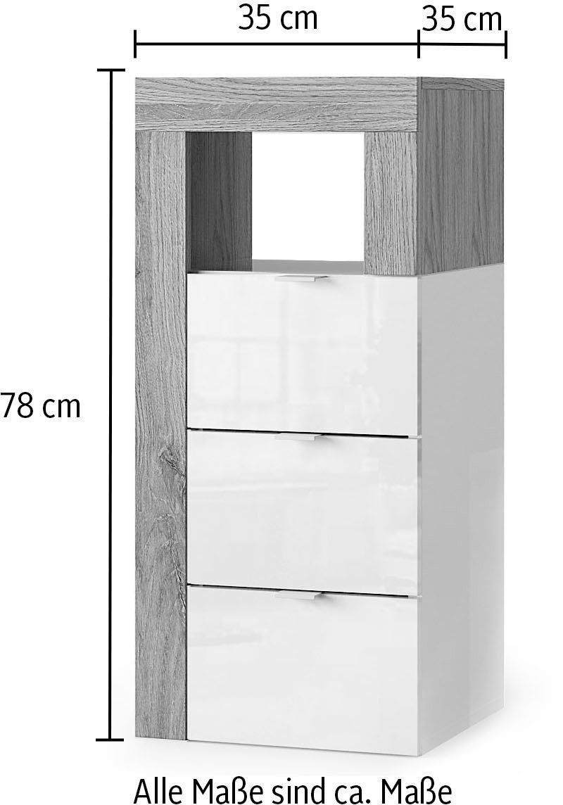 welltime Unterschrank "Hamburg Höhe 78 cm, Breite 35 cm, Badkommode mit 3 S günstig online kaufen