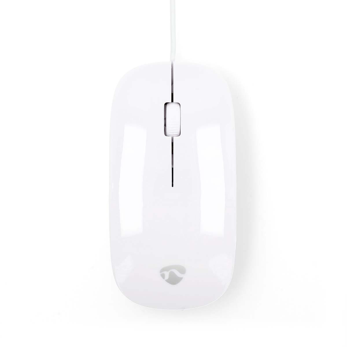 Nedis MSWD200WT Maus (elektronisch, USB, 3 Tasten, beidhändig, für Büro, kompakt im Design)
