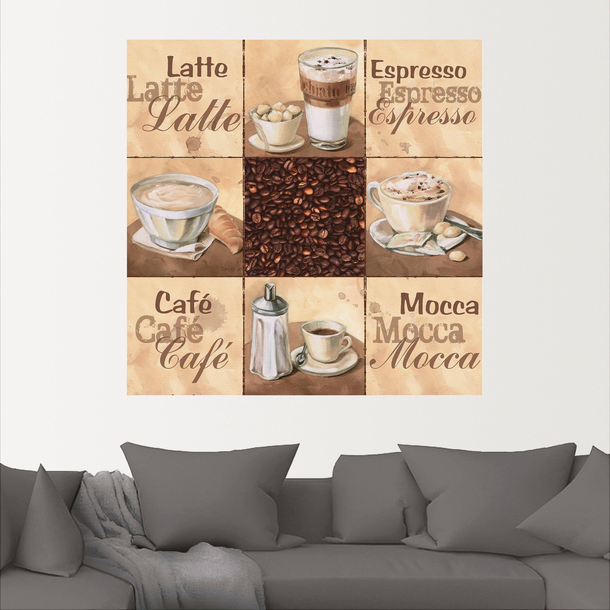 Leinwandbild, Collage Getränke (1 in versch. Alubild, Kaffee Artland als St), II, Poster Wandaufkleber Wandbild oder Größen
