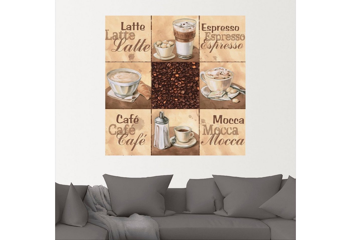 Artland Wandbild »Kaffee Collage II«, Getränke (1 Stück), in vielen Größen & Produktarten - Alubild / Outdoorbild für den Außenbereich, Leinwandbild, Poster, Wandaufkleber / Wandtattoo auch für Badezimmer geeignet-HomeTrends