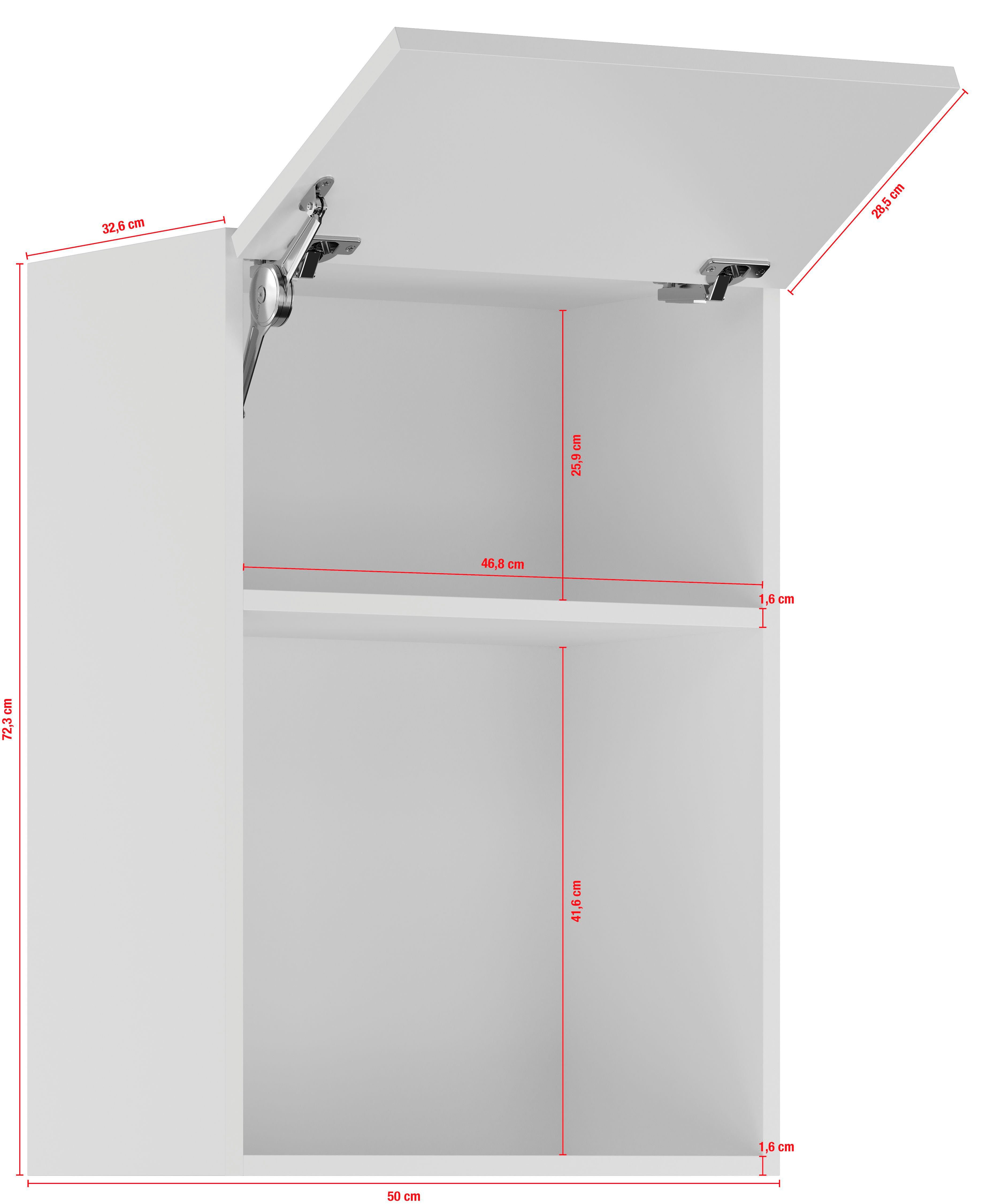 IMPULS KÜCHEN Weiß mit | Klapptür Weiß Klapphängeschrank offener und Nische