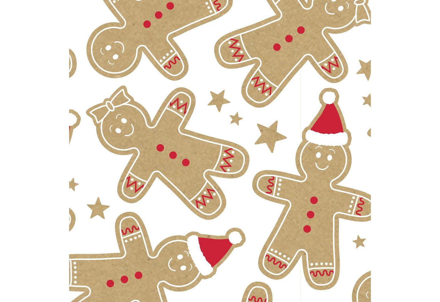 Thumbnail - CLAIREFONTAINE Geschenkpapier Geschenkpapierrolle Kraft, 50x0,70m, Lebkuchenmann Weiß 223907C, Geschenkpapiere und Verpa...