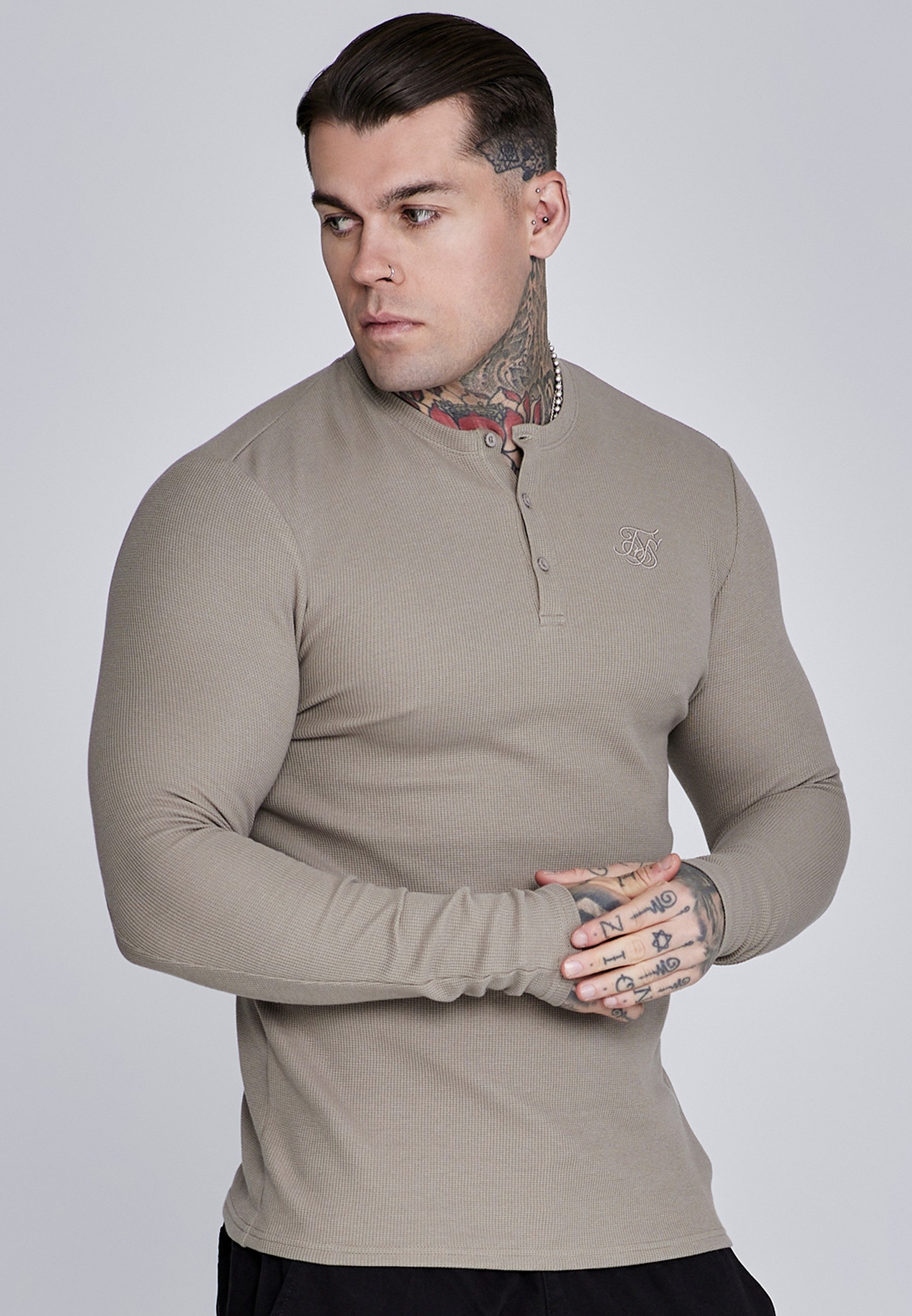 Siksilk T-Shirt SikSilk Herren Henley T-Shirt