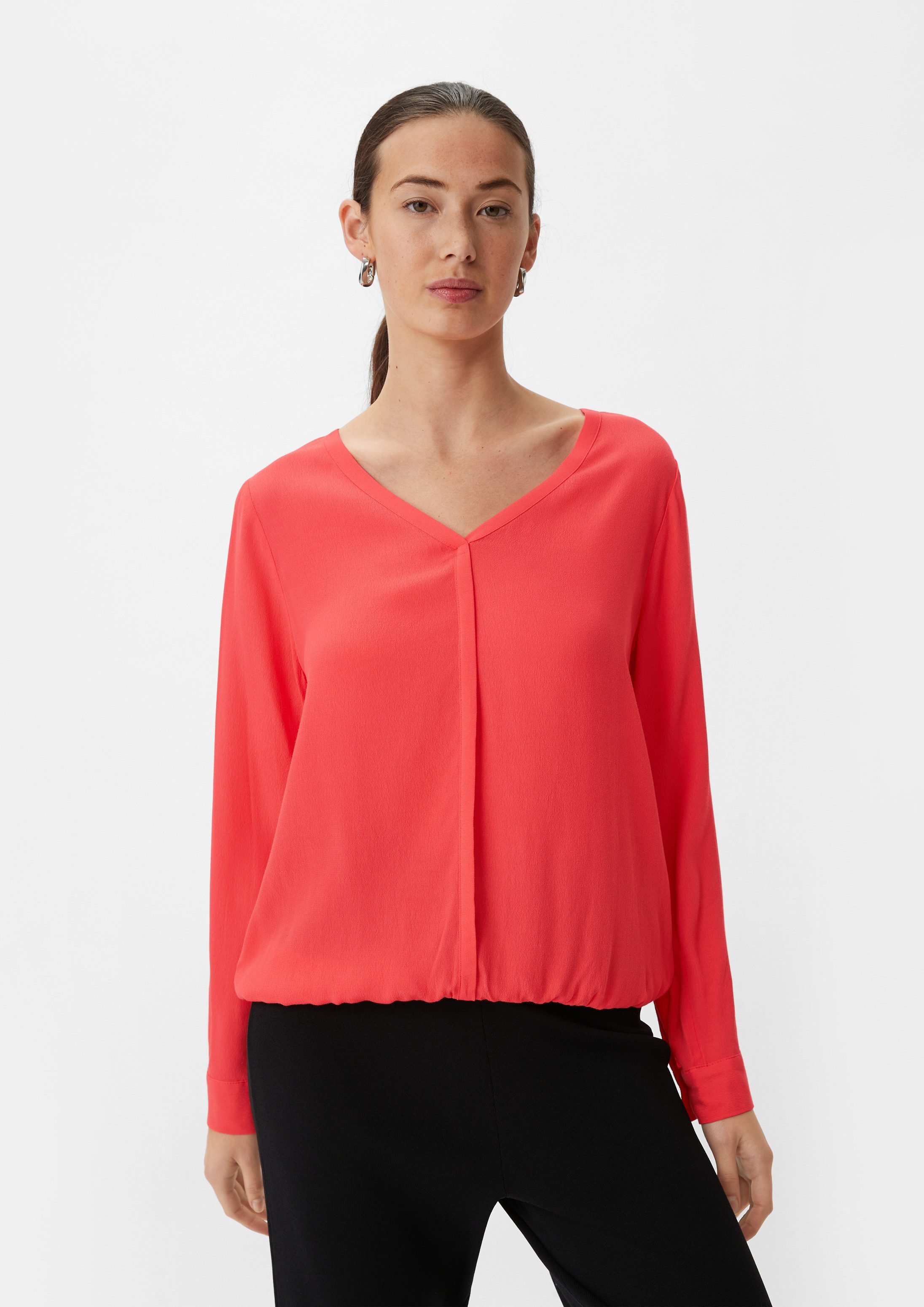 comma Langarmbluse Bluse Bluse aus feinem Viskosecrêpe