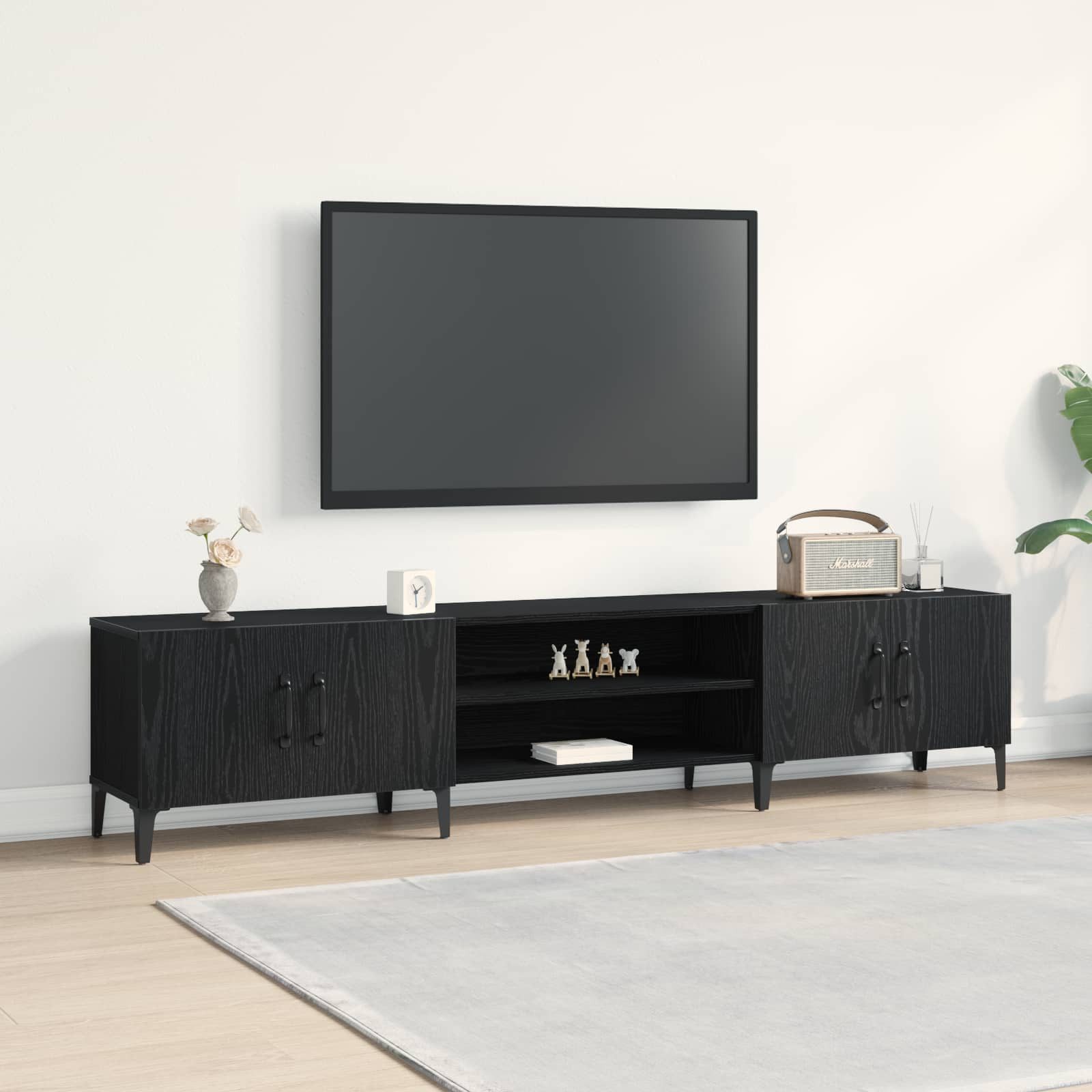 vidaXL TV-Schrank TV-Schränk 180 x 31,5 x 40 cm Schwarz Eichen-Optik (1-St)