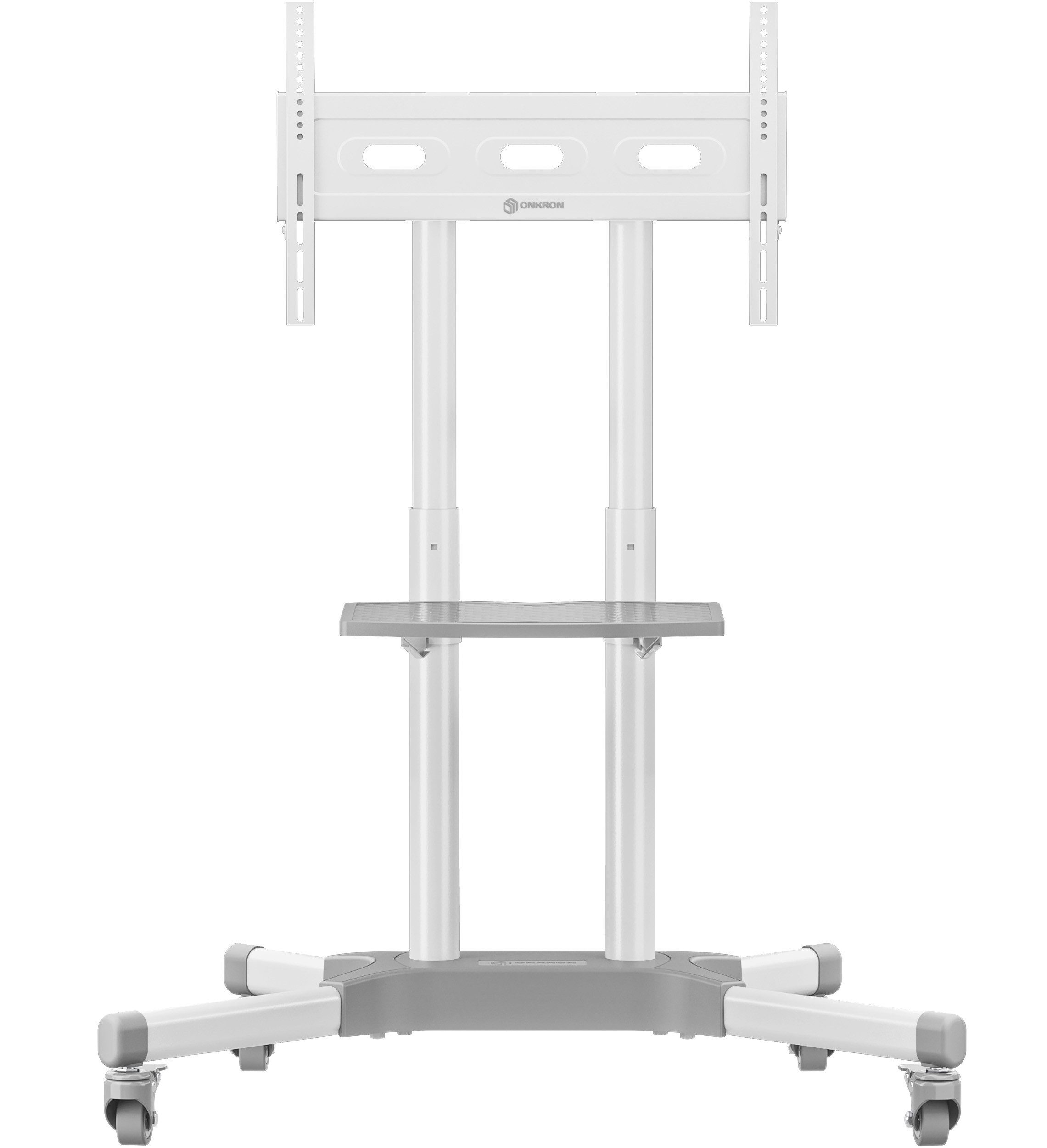 ONKRON TV-Ständer 32-65 Zoll, bis 50 kg, VESA 100x100-600x400, TS1351, (bis 65 Zoll, höhenverstellbar, rollbar, mit Ablage, integrierte Kabelführung)