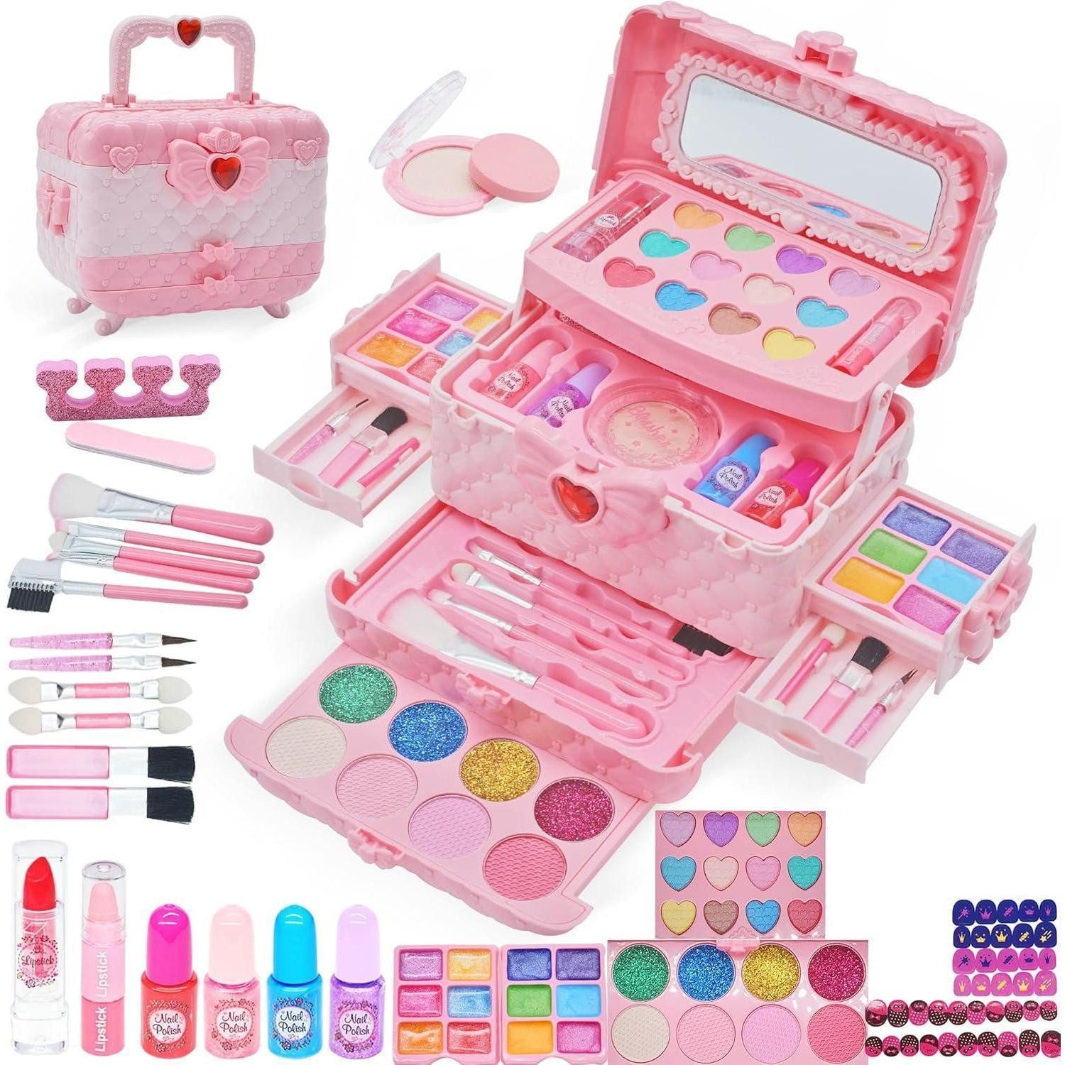 LuxusKollektion Theaterschminke Schminkset 57pcs Rosa und hellrosa Kinder Make-up Spielzeug