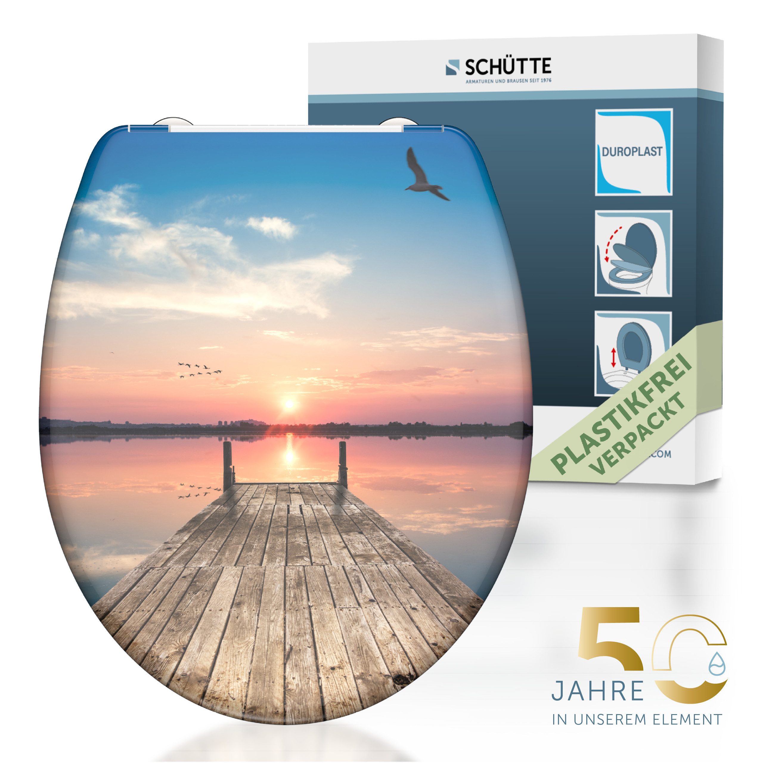 Schütte WC-Sitz SUNSET SKY, bruchsicher und kratzfest, Absenkautomatik, Standardmaß