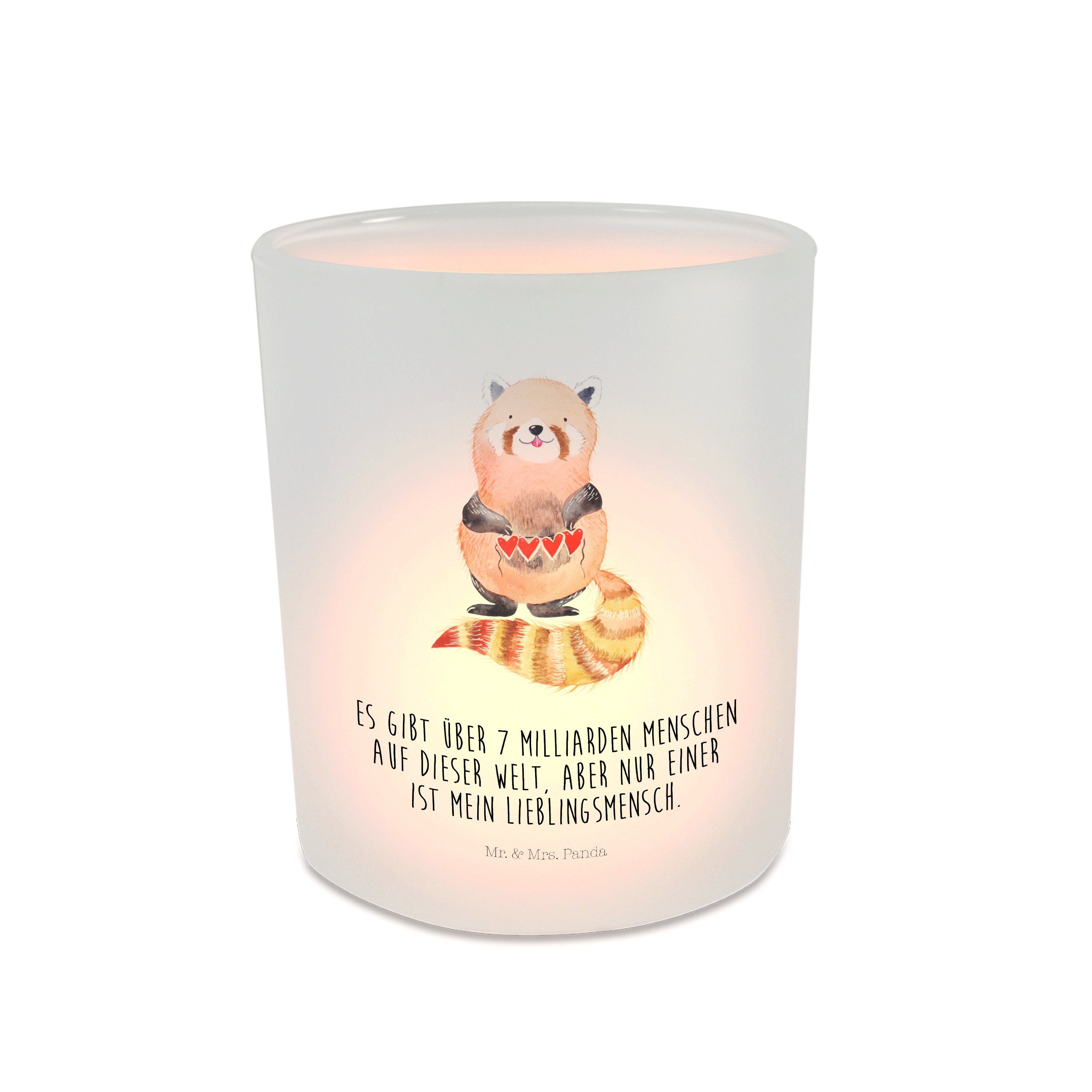 Mr. & Mrs. Panda Windlicht Roter Panda - Transparent - Geschenk, Kerzenlicht, Lieblingsmensch, W (1 St)