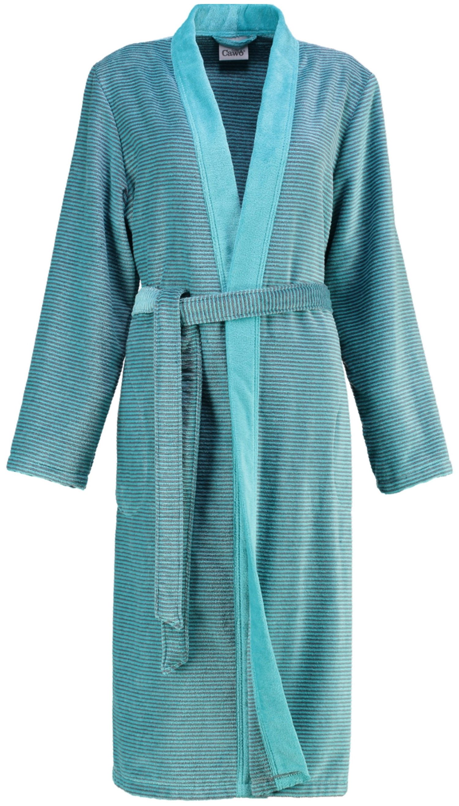 Cawö Damenbademantel, Langform, Baumwolle, Kimono-Kragen, Gürtel, günstig online kaufen