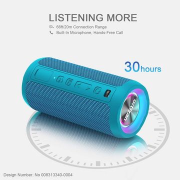 Ortizan Hi Fi Stereo Wireless Lautsprecher (Bluetooth, 24 W, IPX7 Dual-Bass 30h Akku Freisprechfunktion Licht und Musik für draußen)