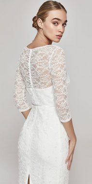 Bride Now! Brautkleid »Kurzes Brautkleid mit 3/4 Arm und V-Ausschnitt« comfortable to wear, lace with floral motifs