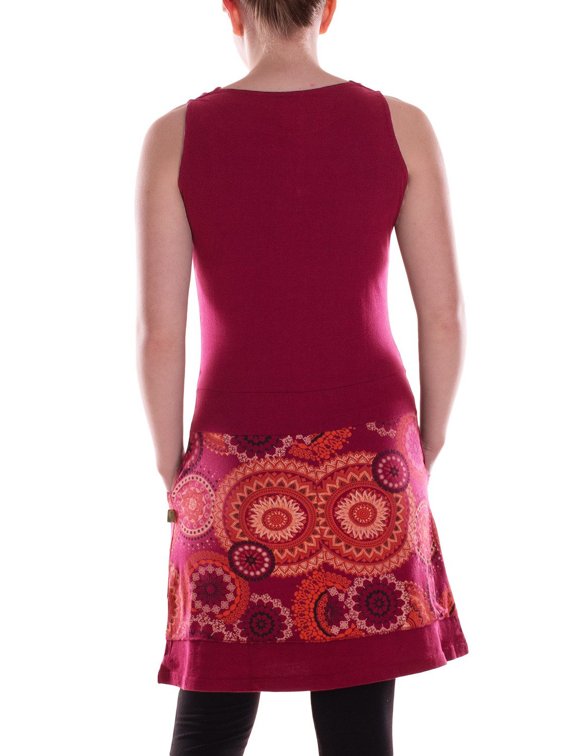 Vishes Sommerkleid Mittellanges Kleid geometrisches Muster Wasserfall-Ausschnitt Taschen Alternative Bekleidung, Ethno, Hippie, Retro Style